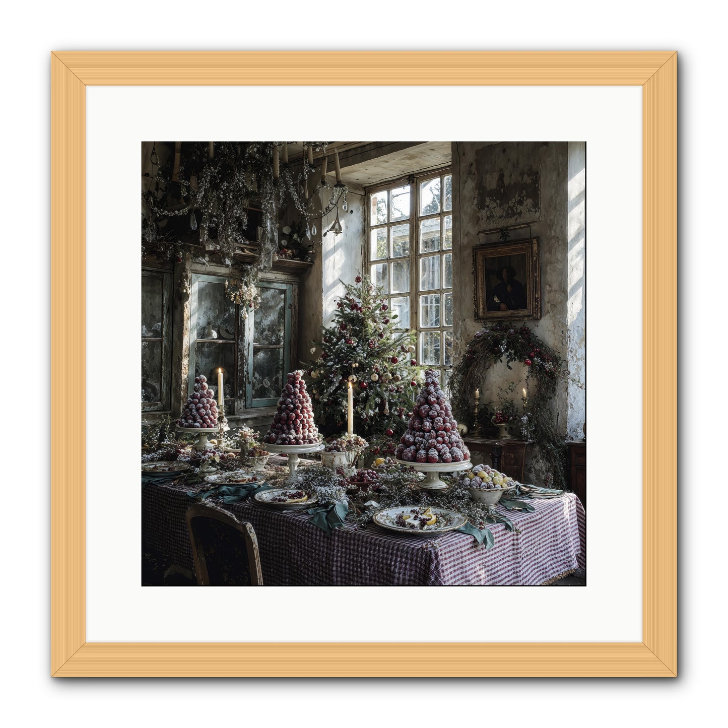 Stardust & Snowflakes -- Framed Print - Natural 16x16