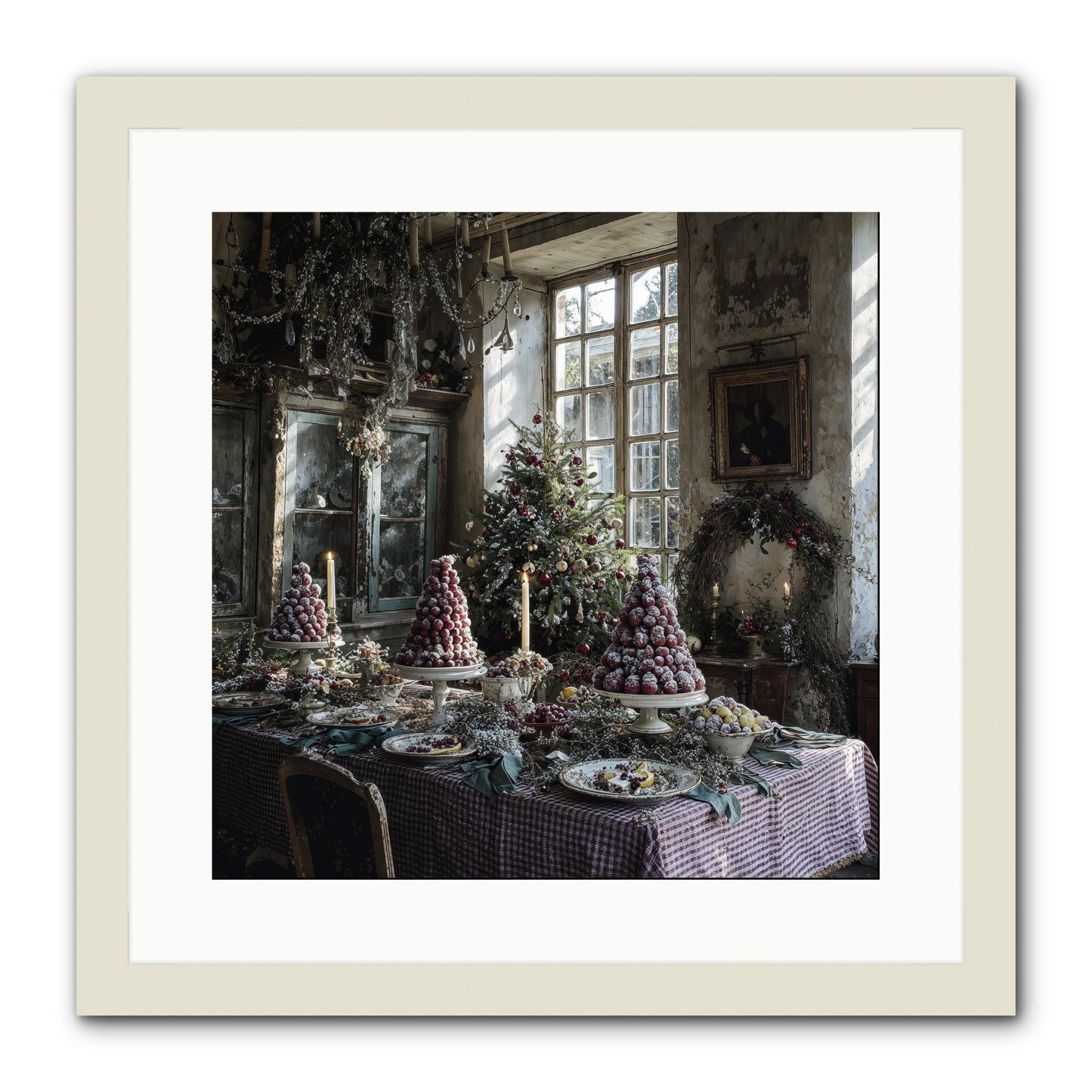 Stardust & Snowflakes -- Framed Print - White 16x16
