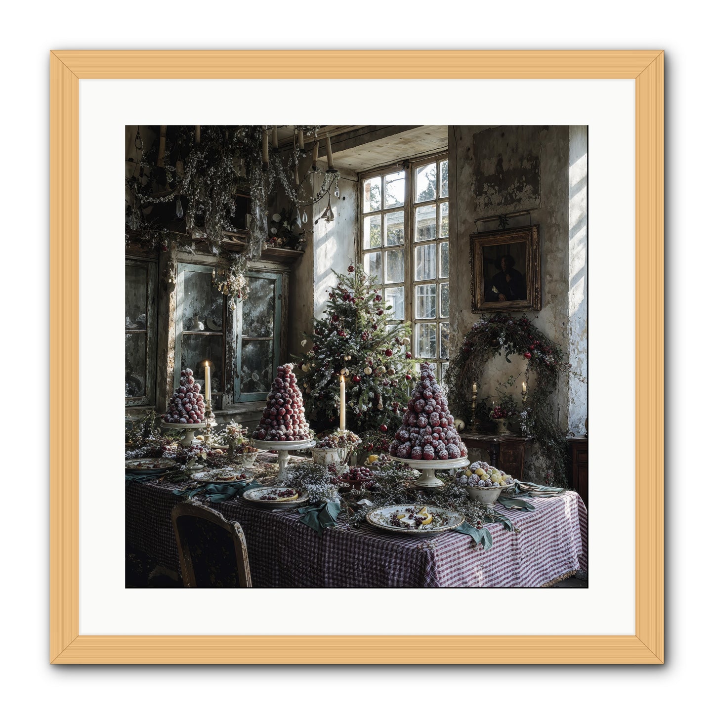 Stardust & Snowflakes -- Framed Print - Natural 20x20