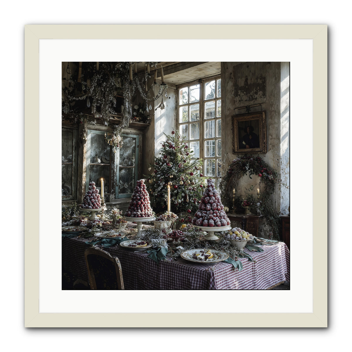 Stardust & Snowflakes -- Framed Print - White 20x20