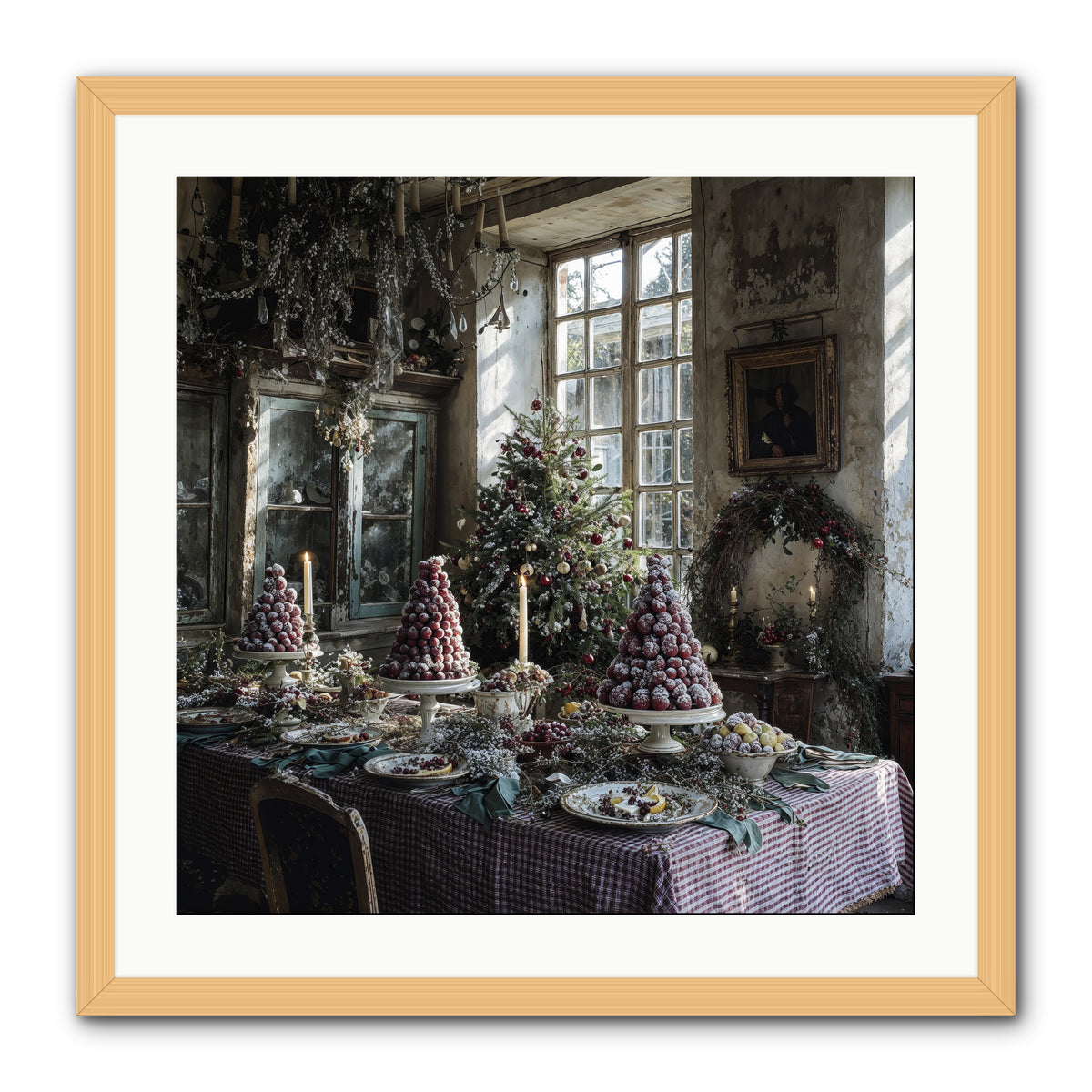 Stardust & Snowflakes -- Framed Print - Natural 24x24