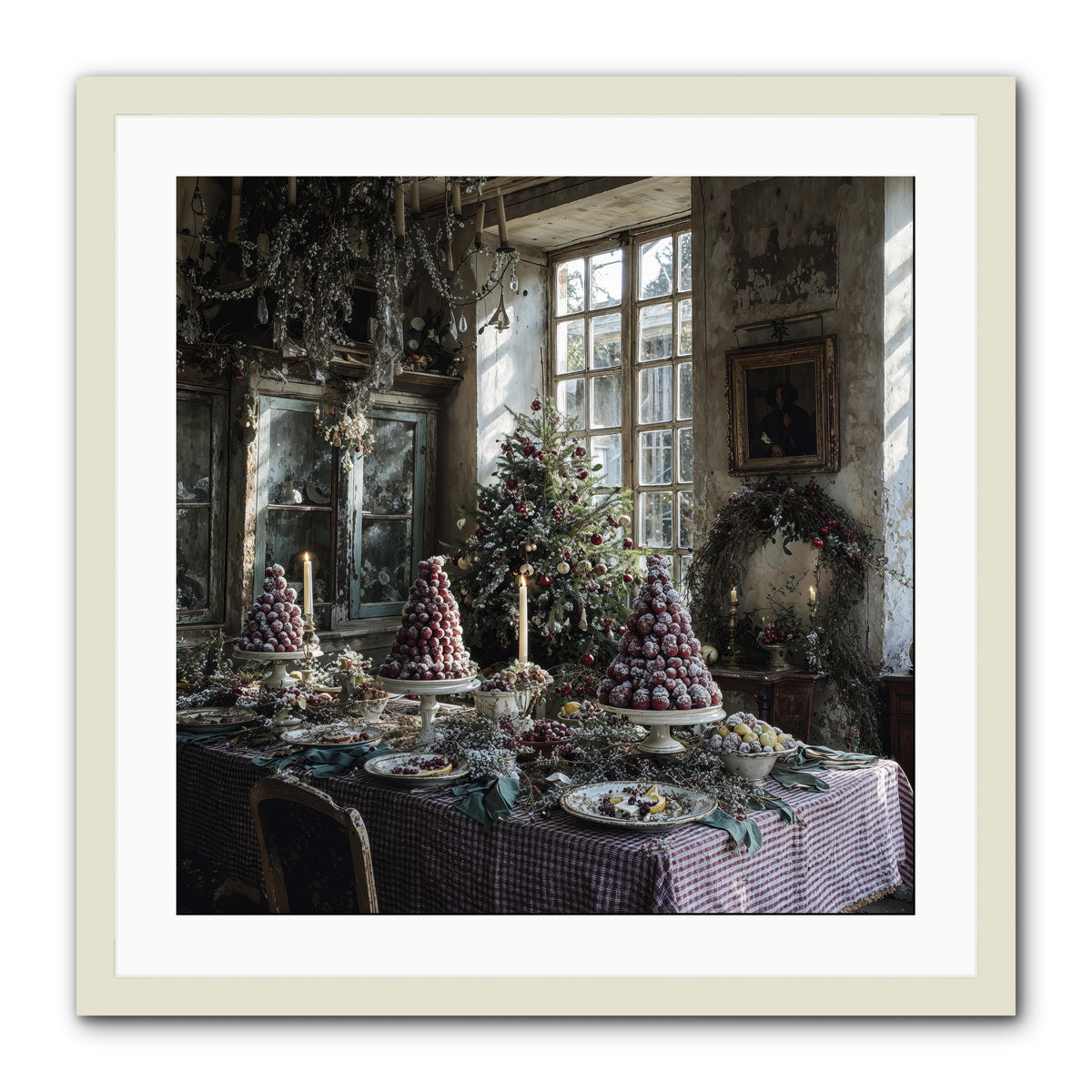 Stardust & Snowflakes -- Framed Print - White 24x24
