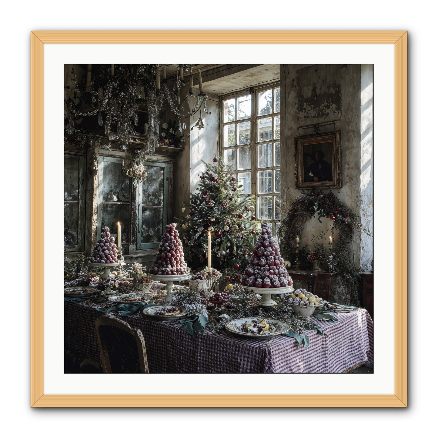 Stardust & Snowflakes -- Framed Print - Natural 30x30