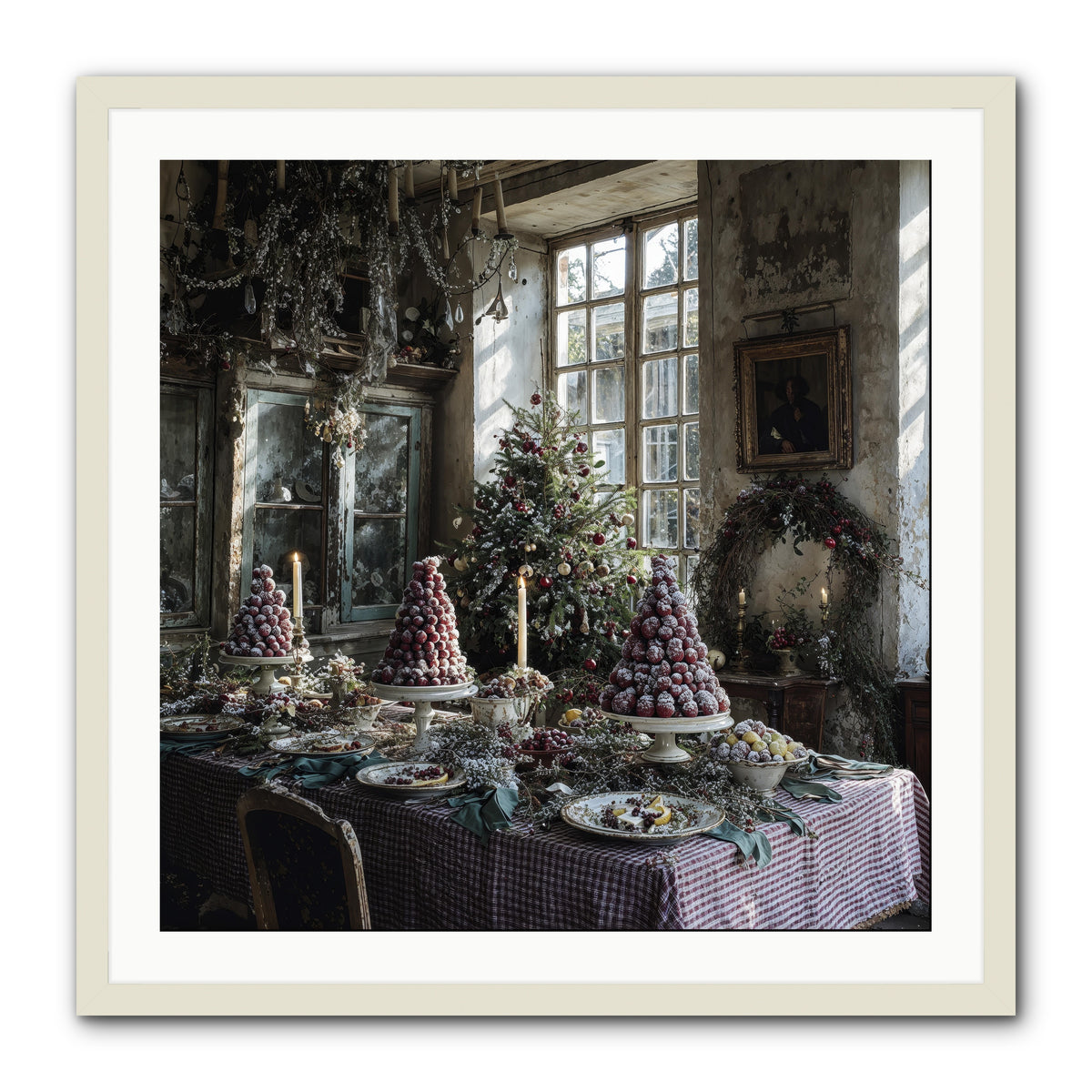 Stardust & Snowflakes -- Framed Print - White 30x30