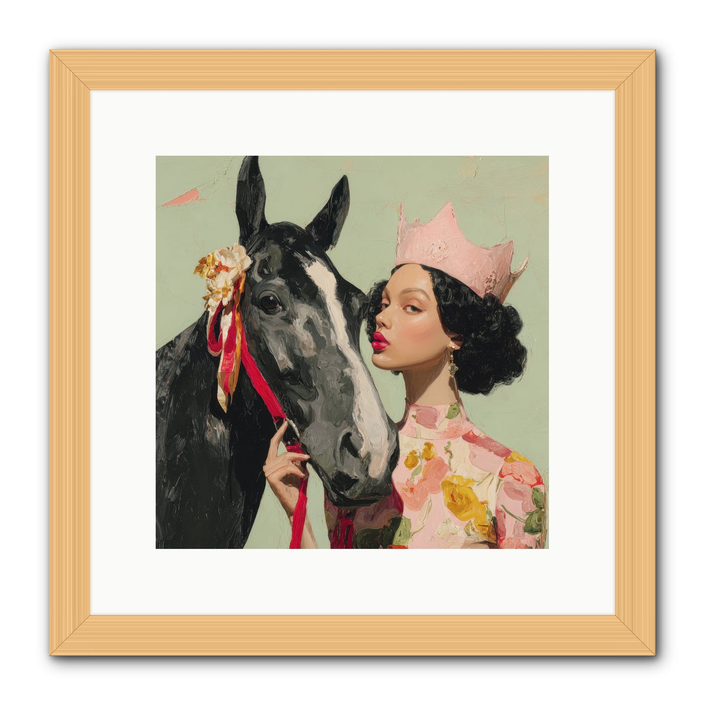 Steed of the Silver Dawn-REZ -- Framed Print - Natural 12x12