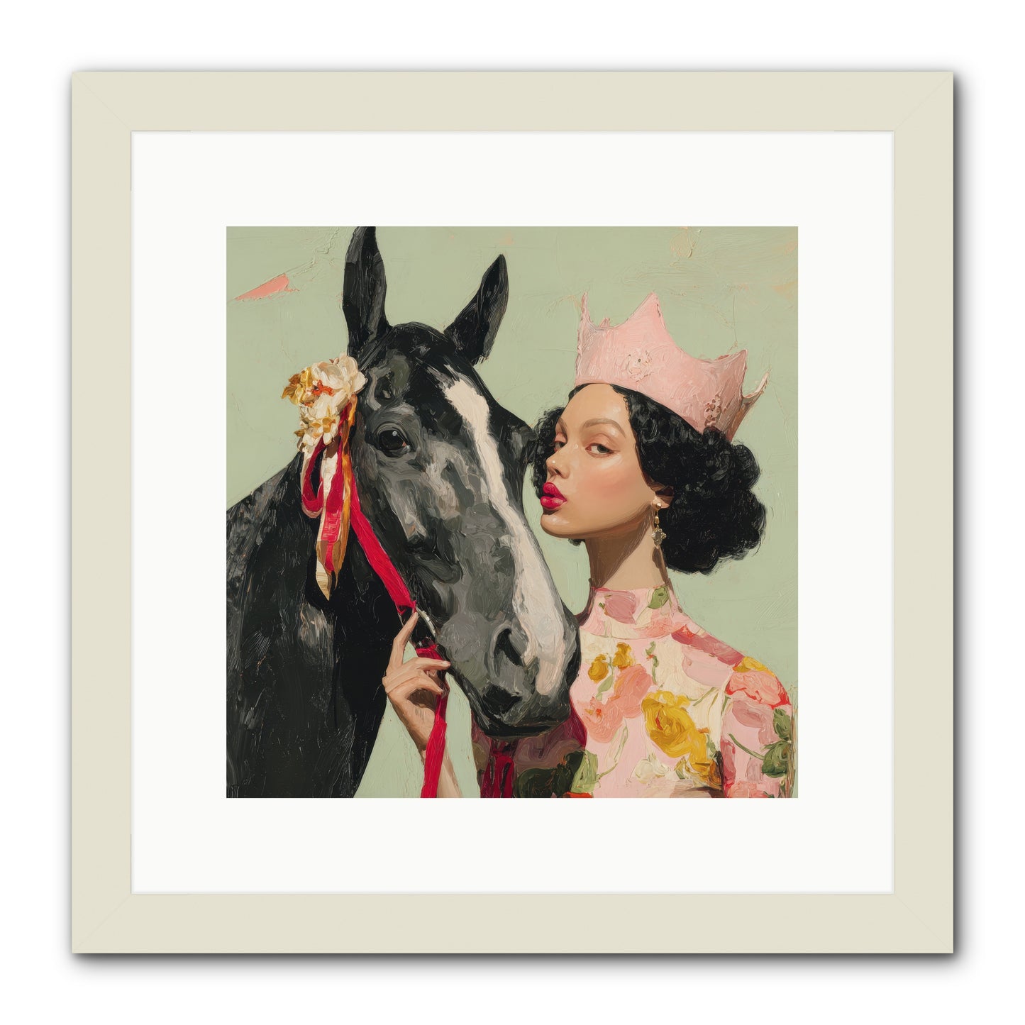 Steed of the Silver Dawn-REZ -- Framed Print - White 12x12