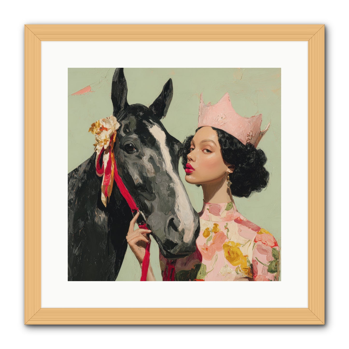 Steed of the Silver Dawn-REZ -- Framed Print - Natural 16x16