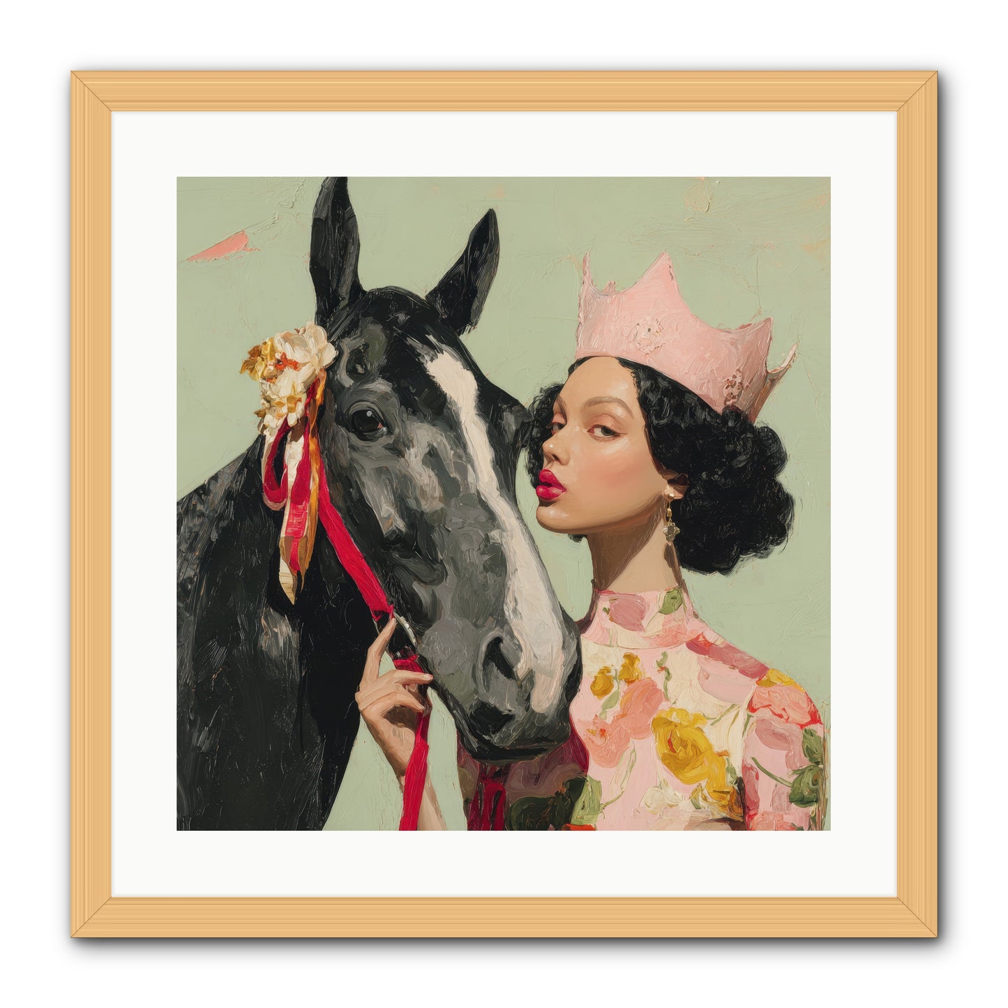 Steed of the Silver Dawn-REZ -- Framed Print - Natural 20x20