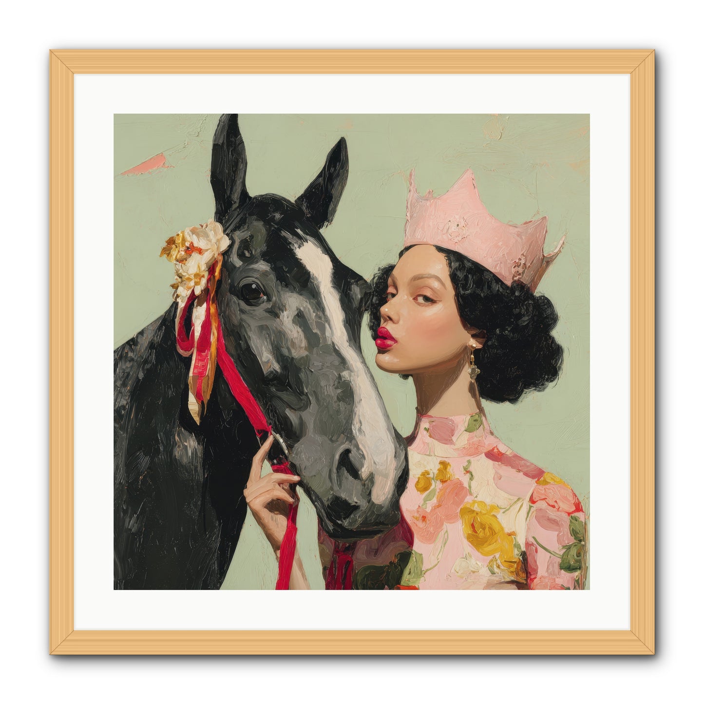 Steed of the Silver Dawn-REZ -- Framed Print - Natural 24x24