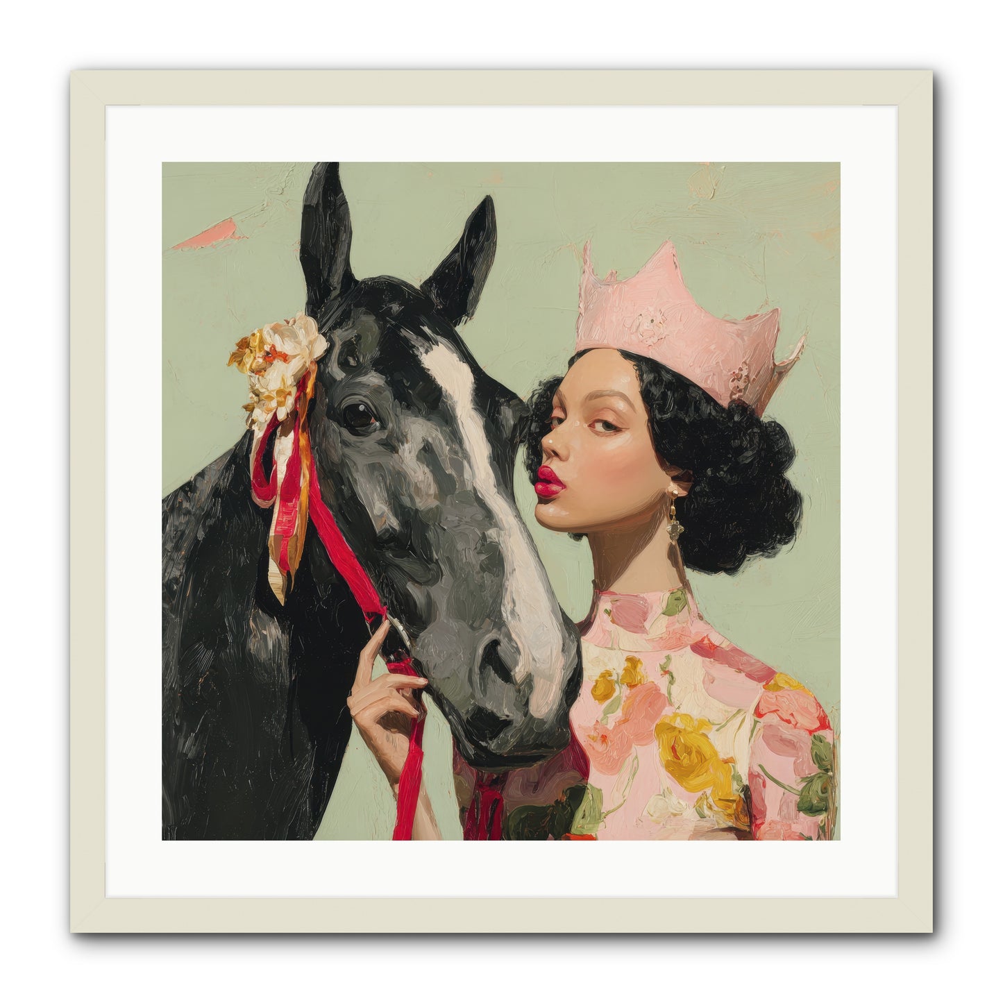 Steed of the Silver Dawn-REZ -- Framed Print - White 24x24