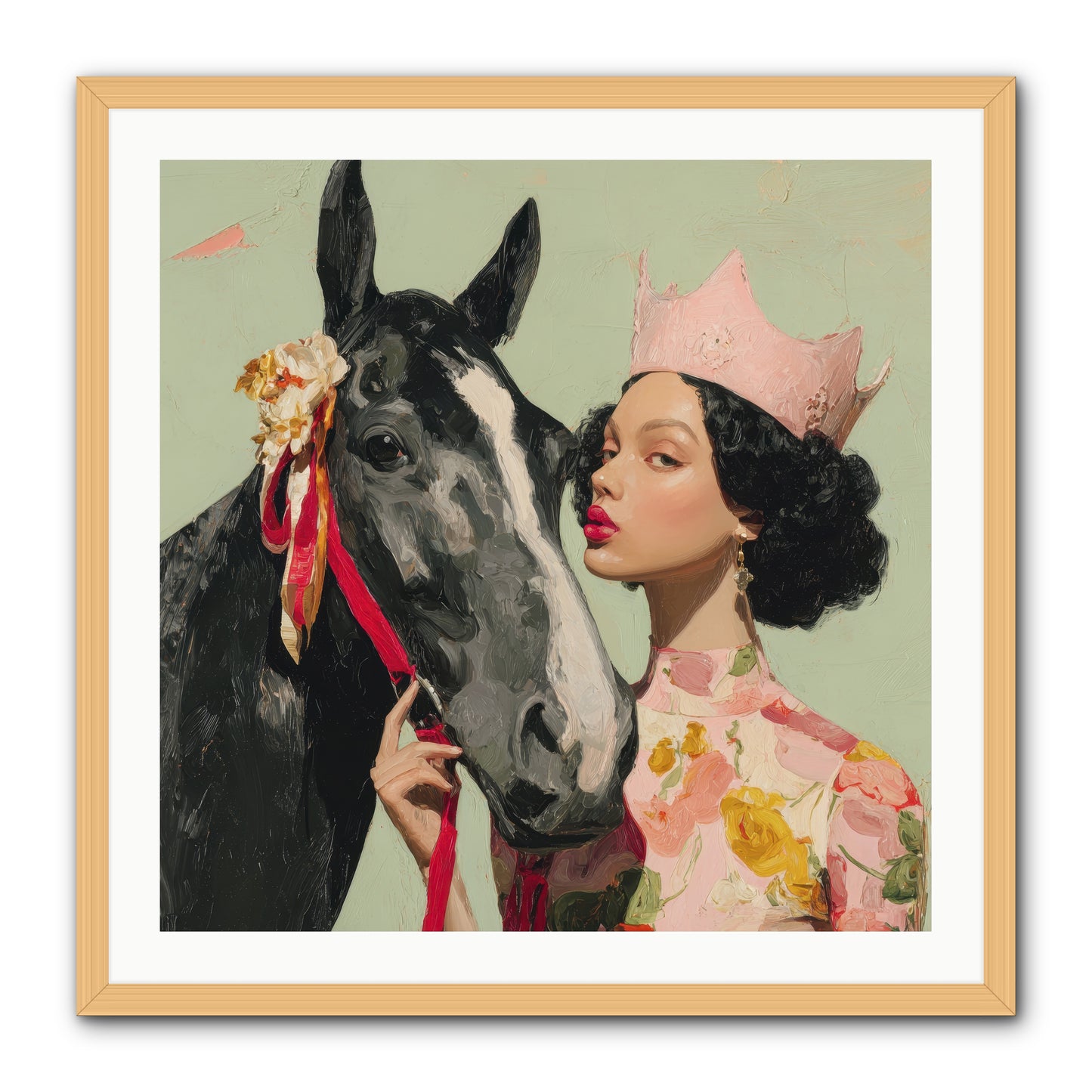 Steed of the Silver Dawn-REZ -- Framed Print - Natural 30x30