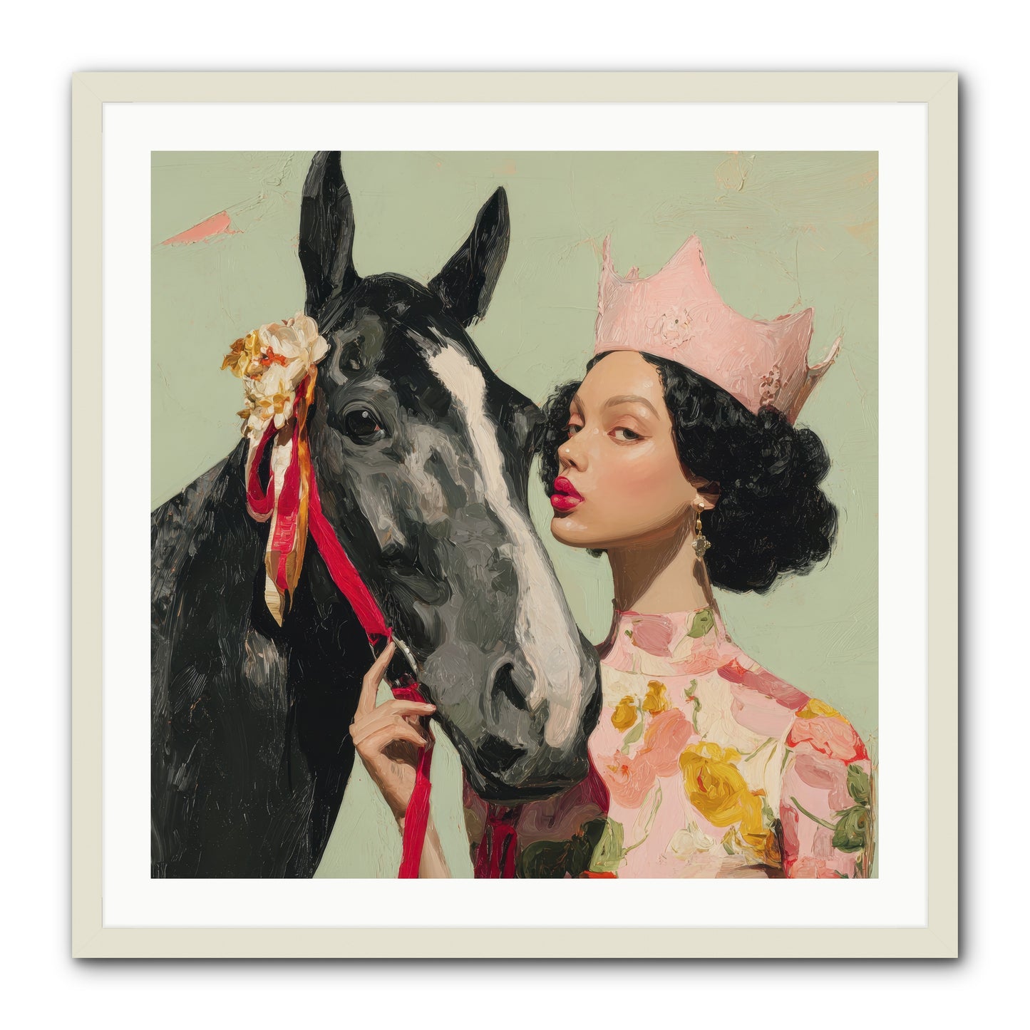 Steed of the Silver Dawn-REZ -- Framed Print - White 30x30