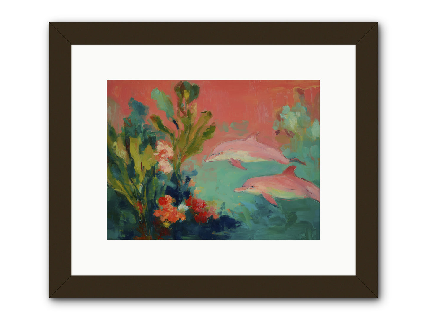 Strawberry Swimmers -- Framed Print - Black 12x9