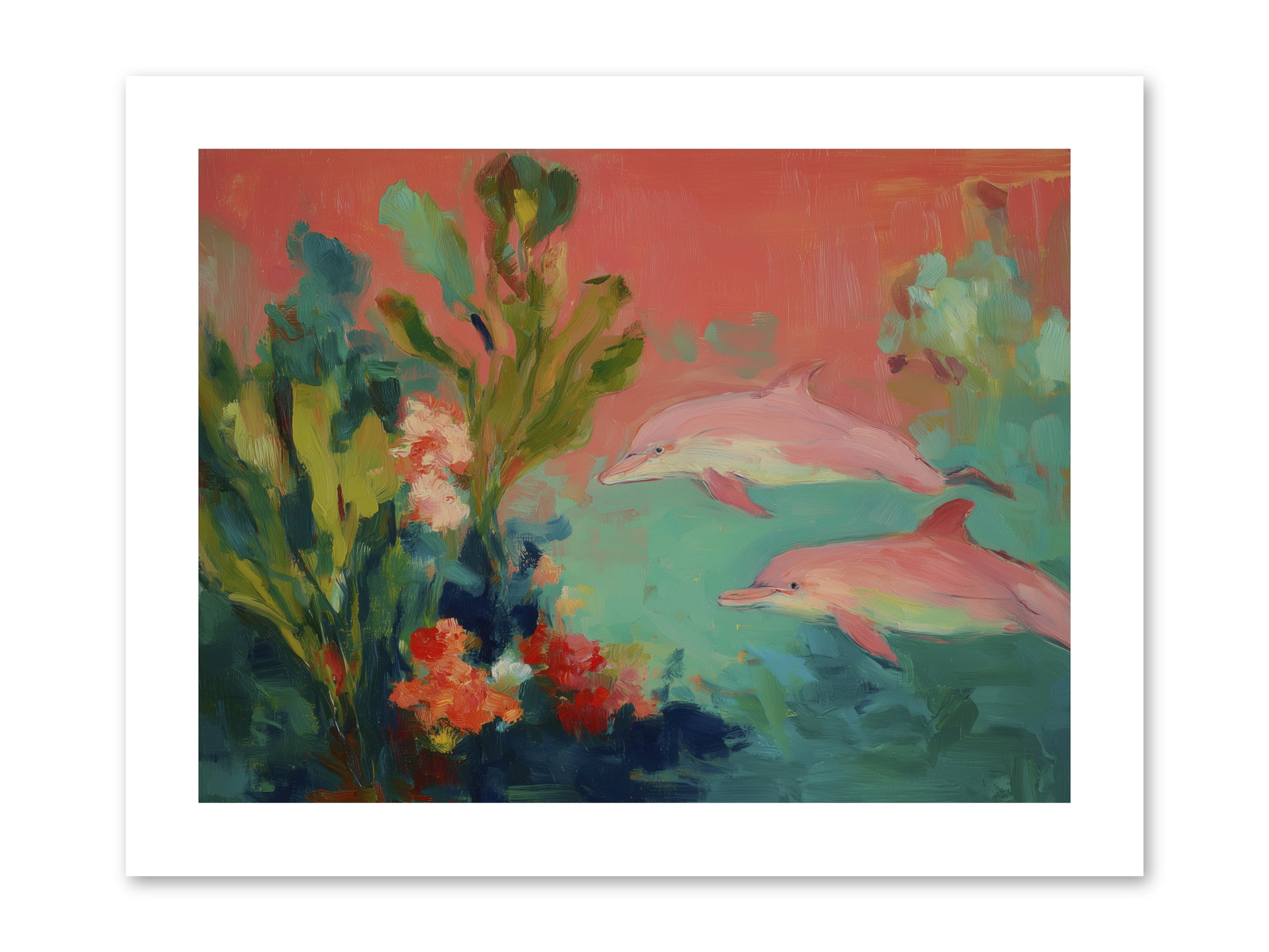Strawberry Swimmers -- Paper Print 12x9