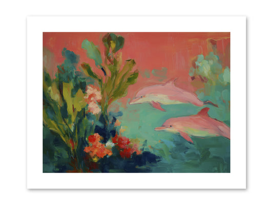 Strawberry Swimmers -- Paper Print 12x9