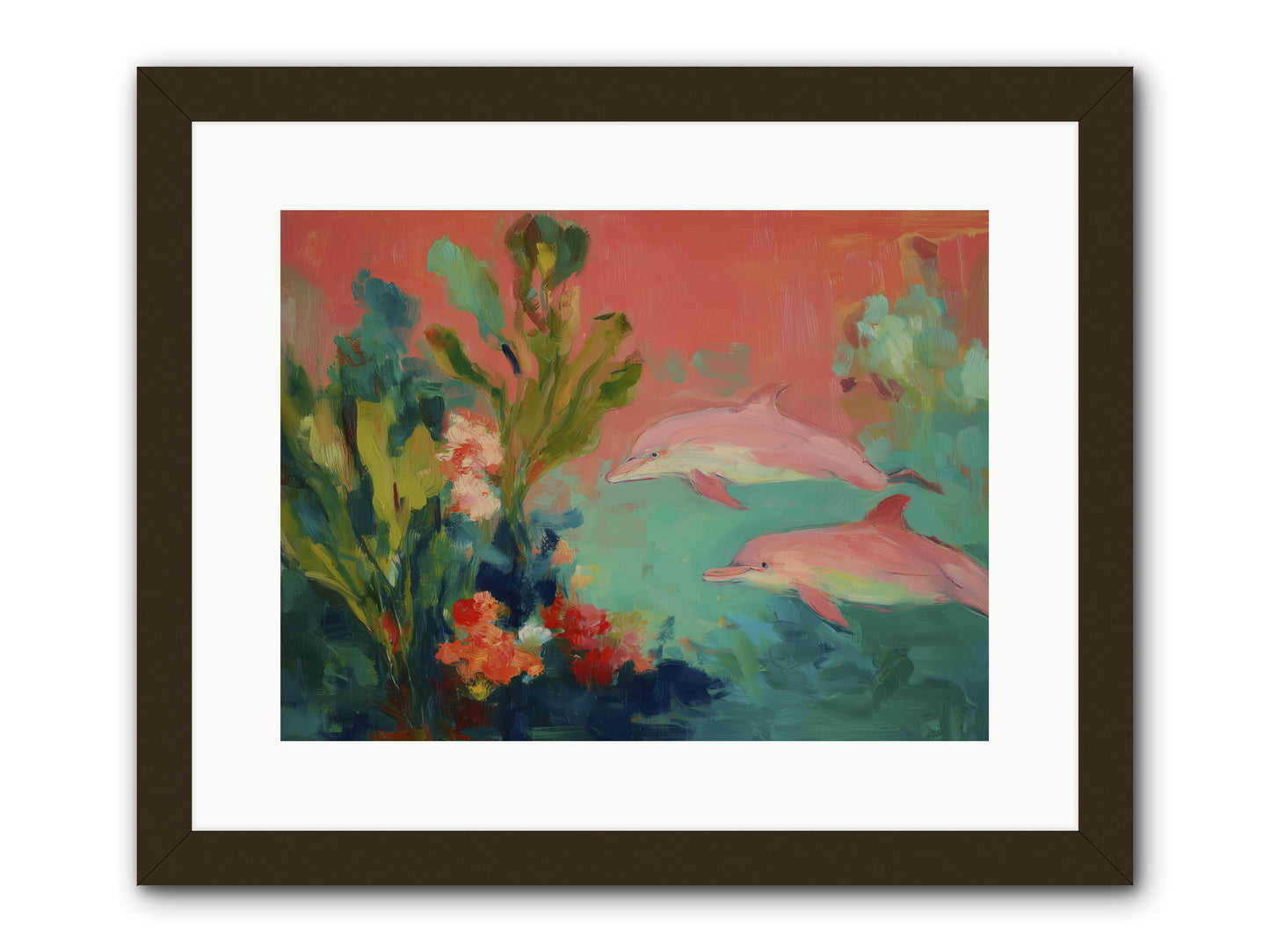 Strawberry Swimmers -- Framed Print - Black 16x12