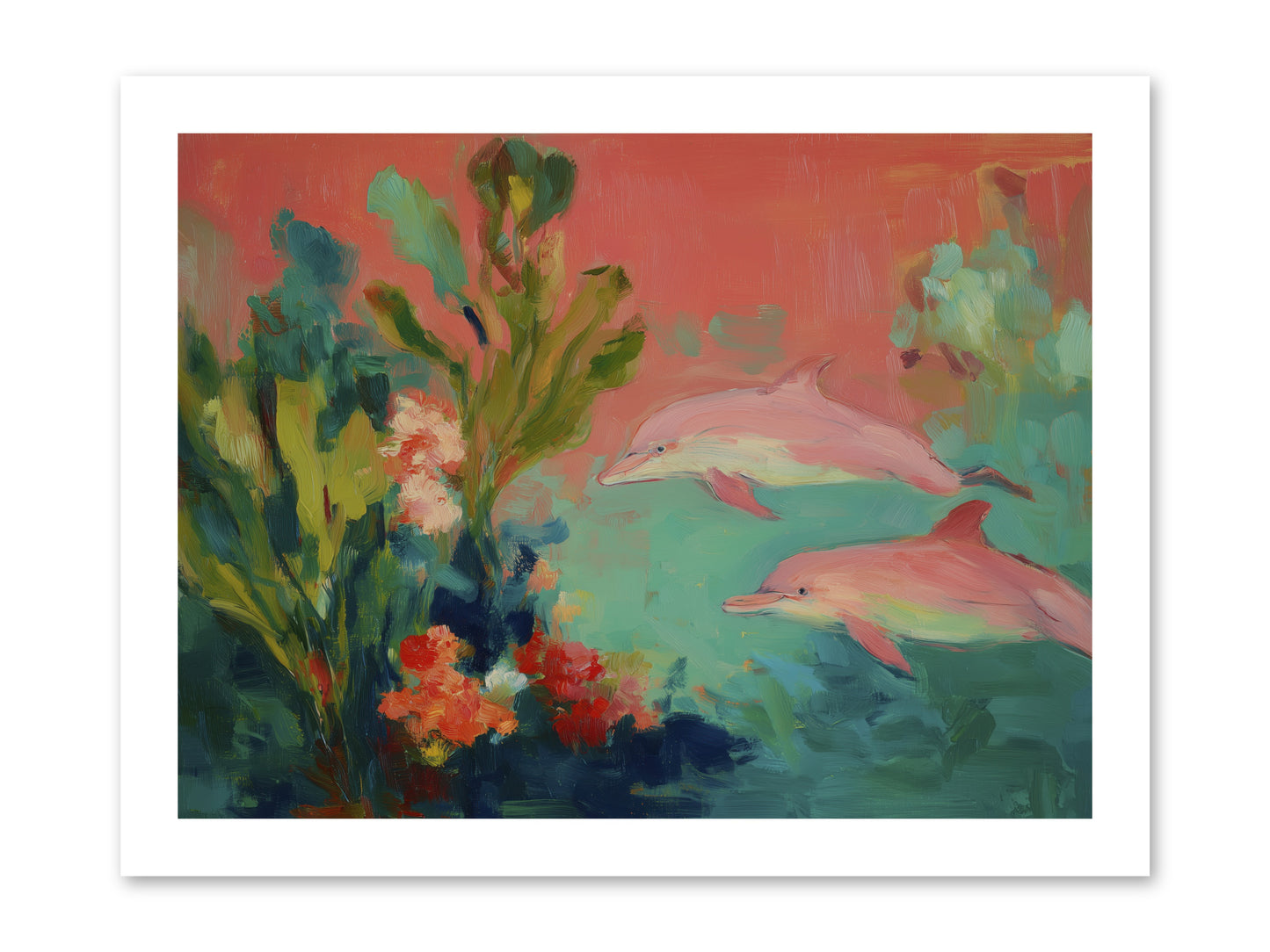 Strawberry Swimmers -- Loose Canvas Print 16x12