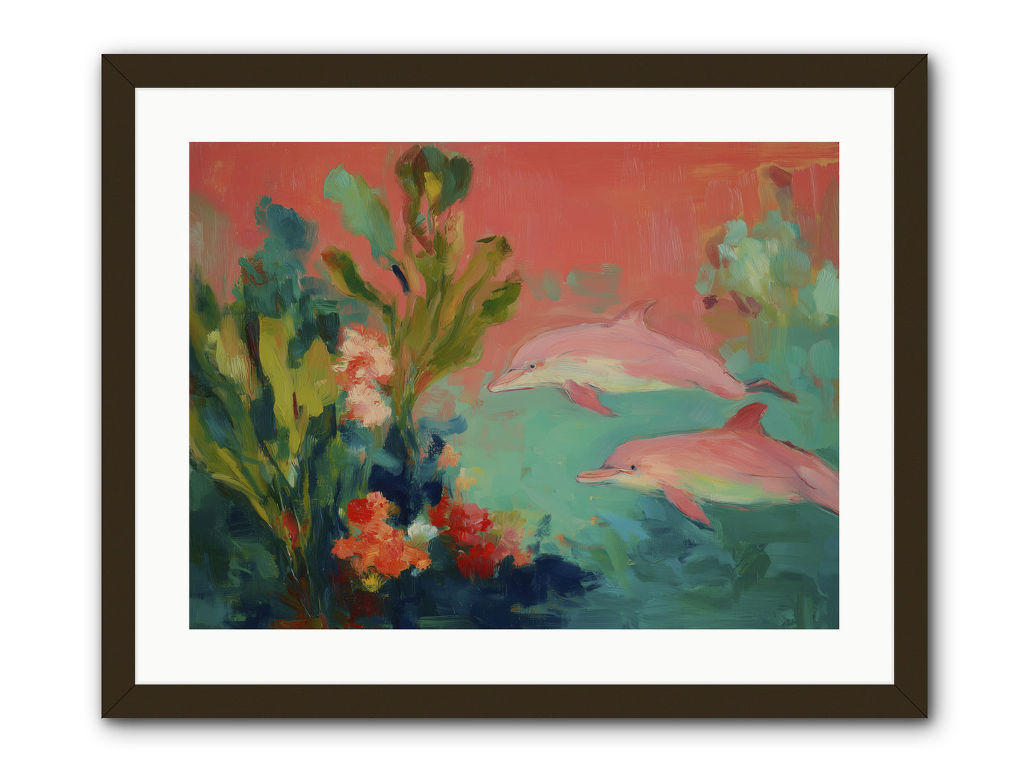 Strawberry Swimmers -- Framed Print - Black 24x18