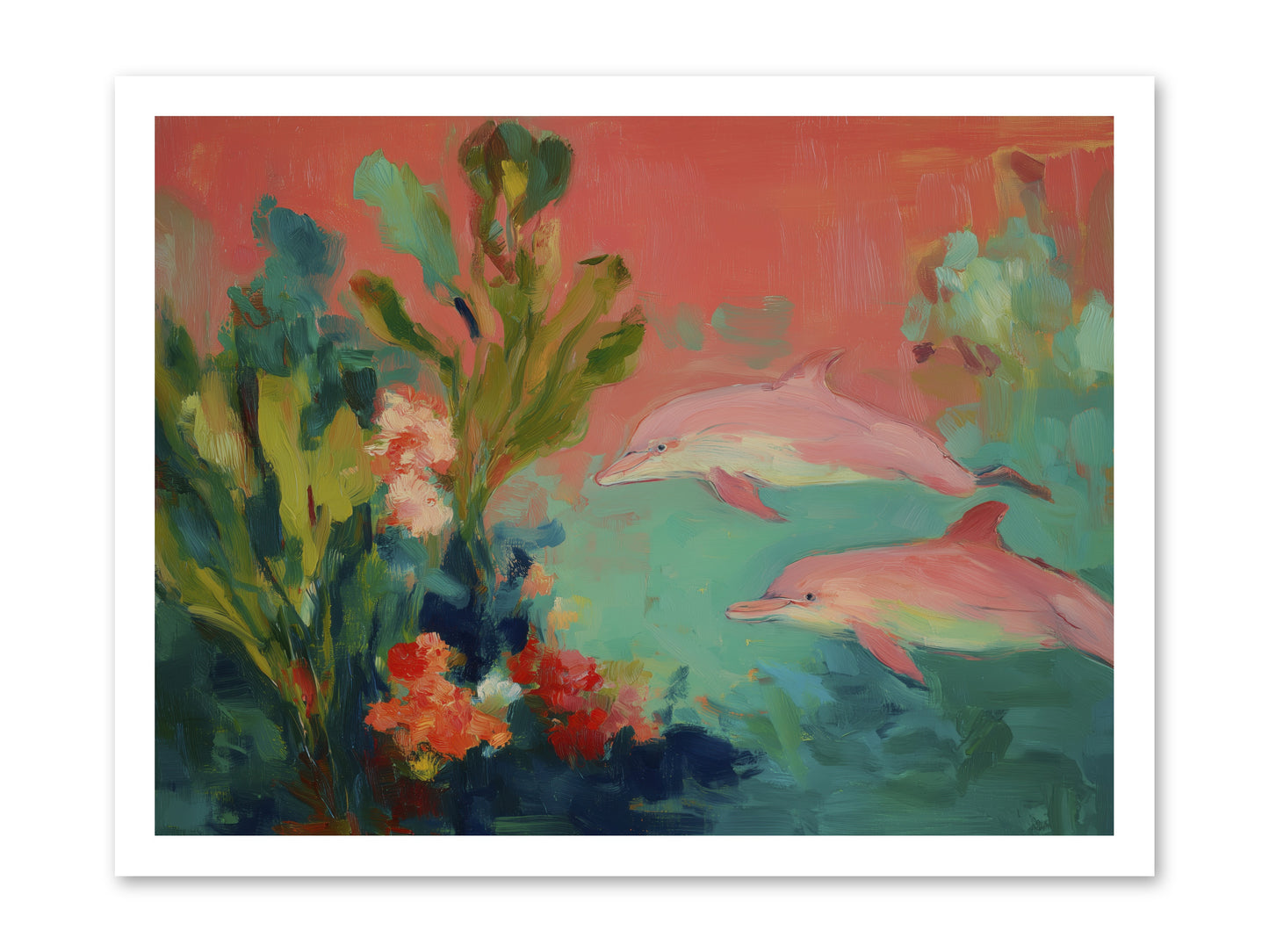 Strawberry Swimmers -- Loose Canvas Print 24x18