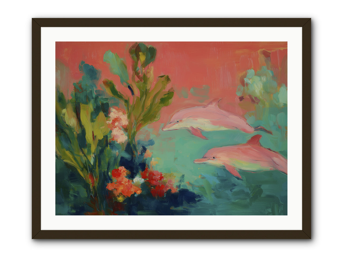 Strawberry Swimmers -- Framed Print - Black 32x24
