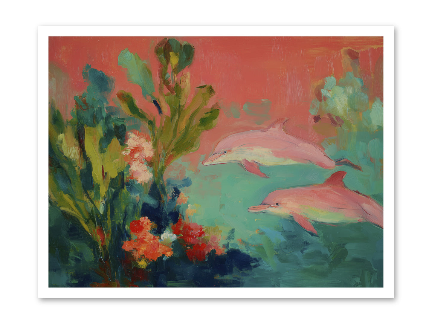 Strawberry Swimmers -- Loose Canvas Print 32x24