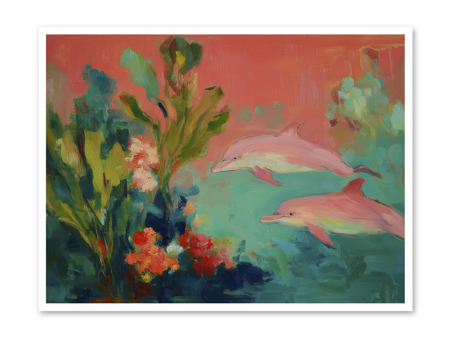 Strawberry Swimmers -- Paper Print 48x36