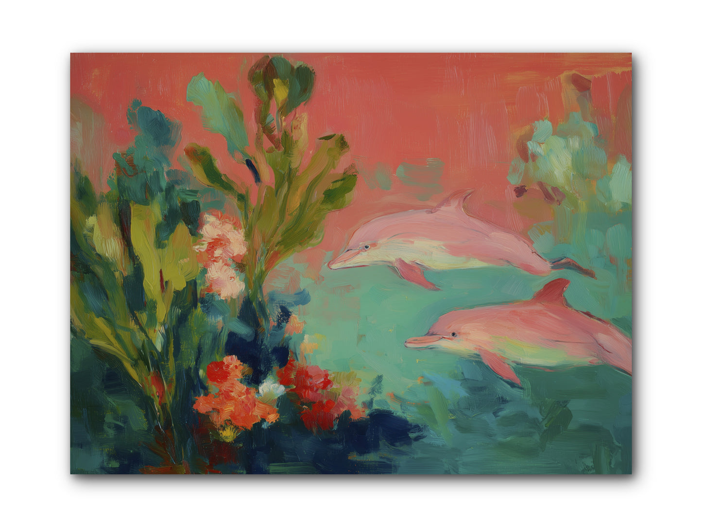 Strawberry Swimmers -- Wrapped Canvas 12x9