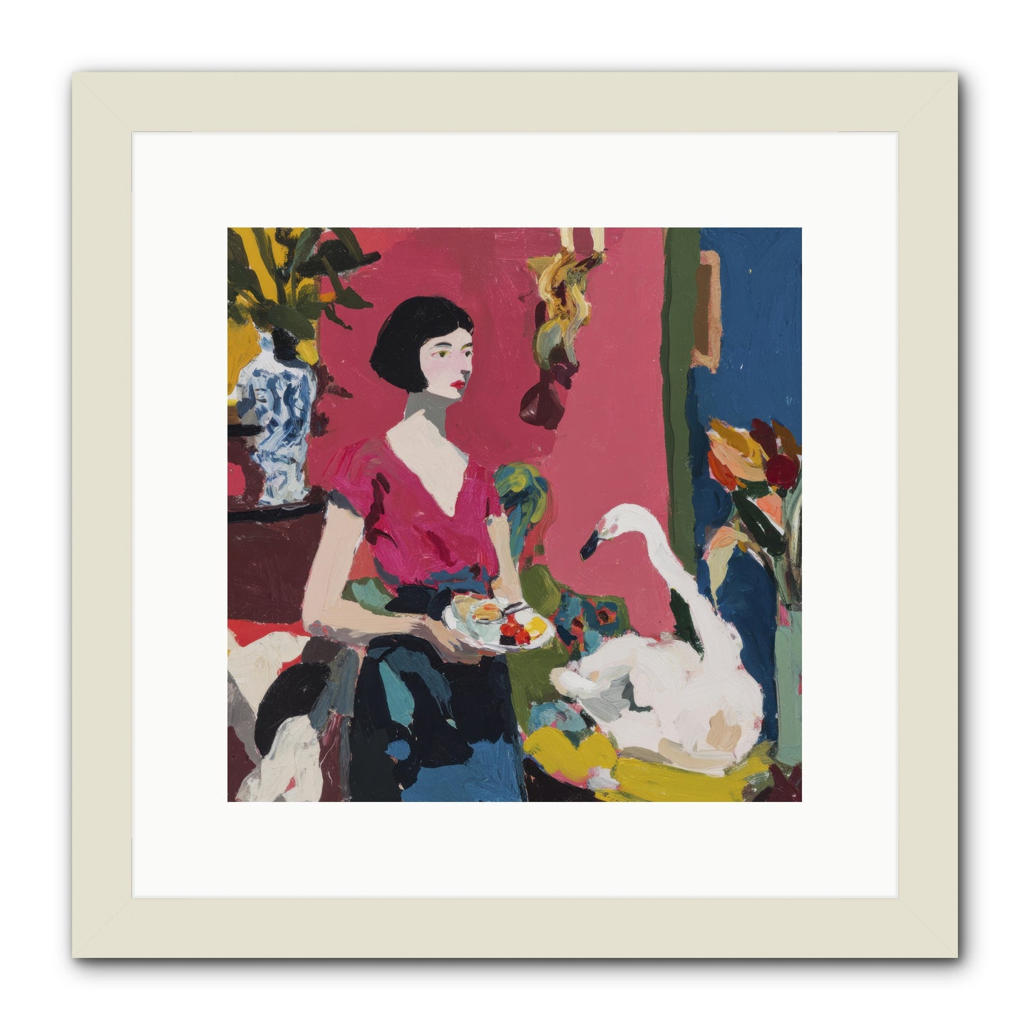 Studio Companions -- Framed Print - White 12x12