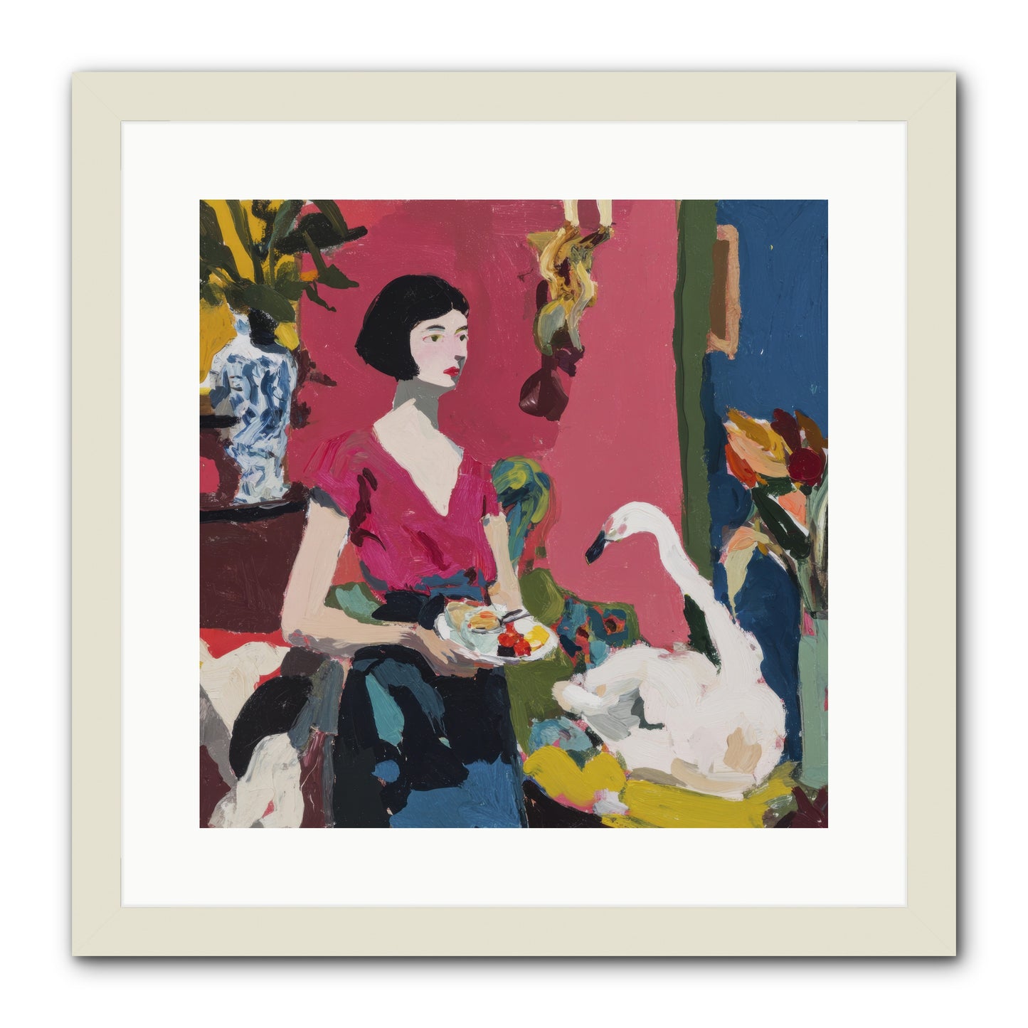 Studio Companions -- Framed Print - White 16x16
