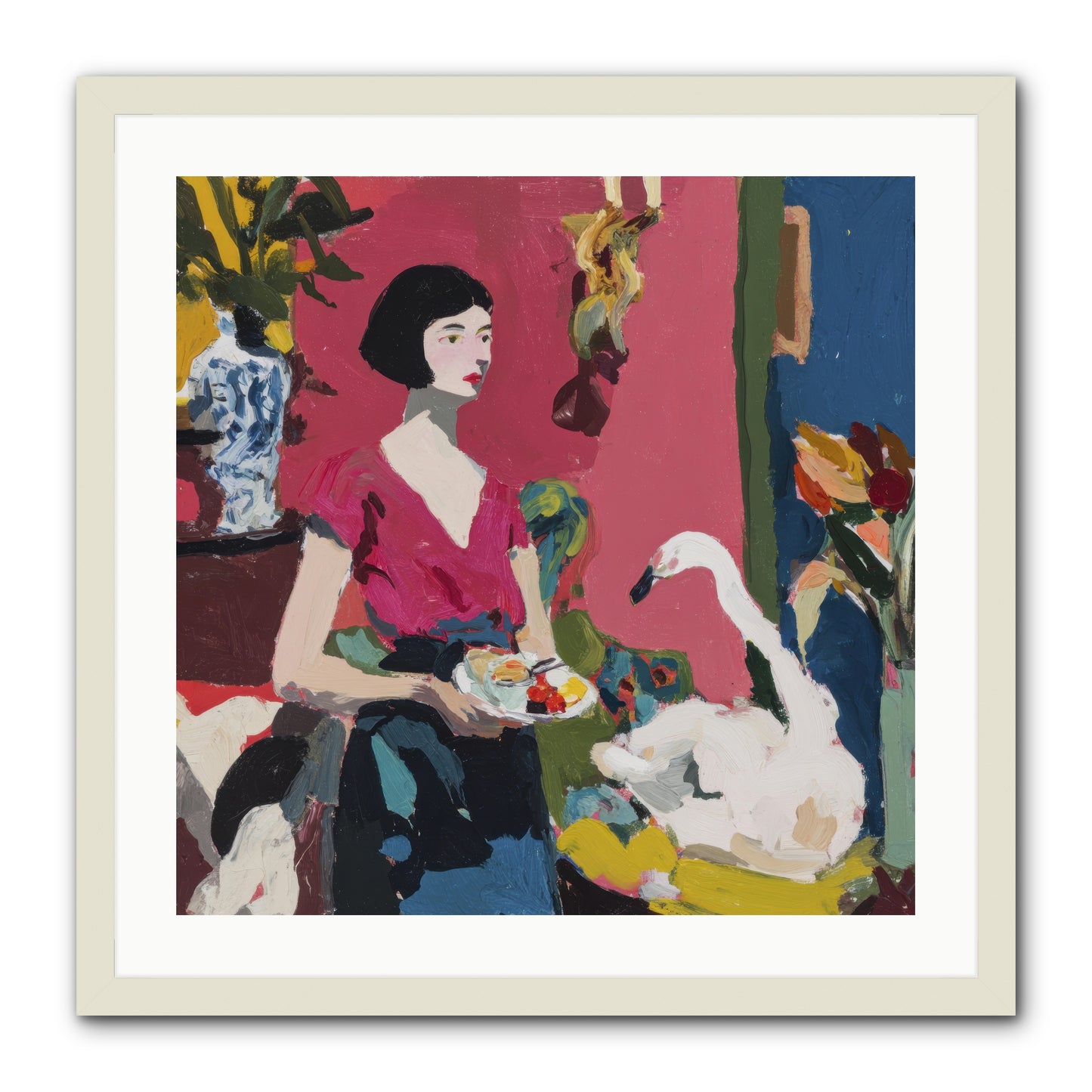 Studio Companions -- Framed Print - White 24x24
