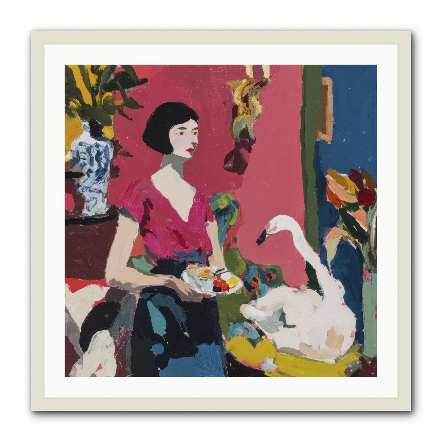 Studio Companions -- Framed Print - White 30x30
