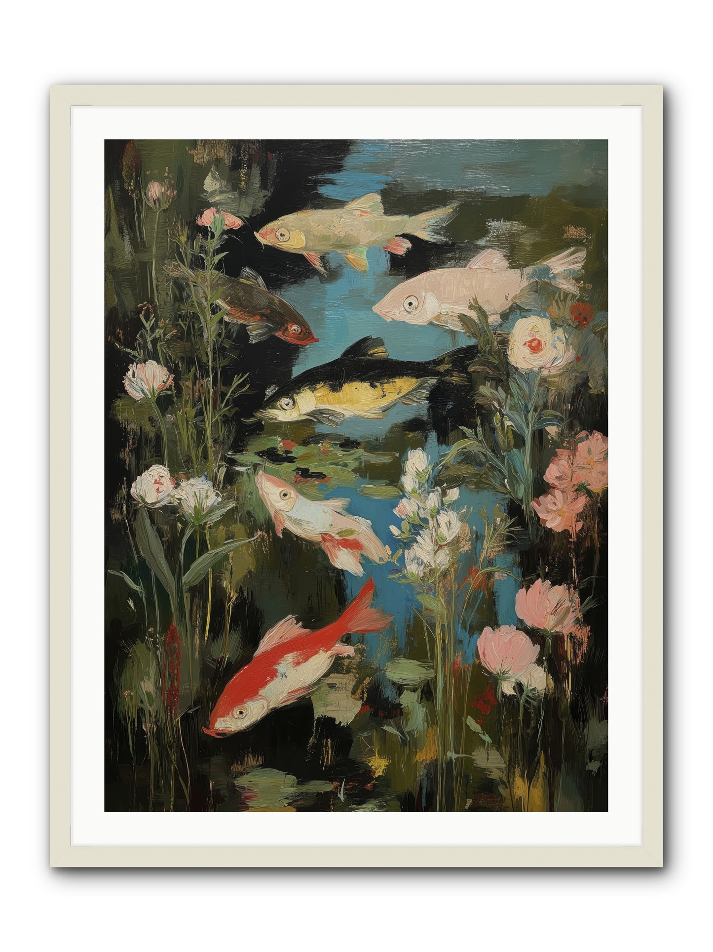 Submerged Prairie -- Framed Print - White 30x40