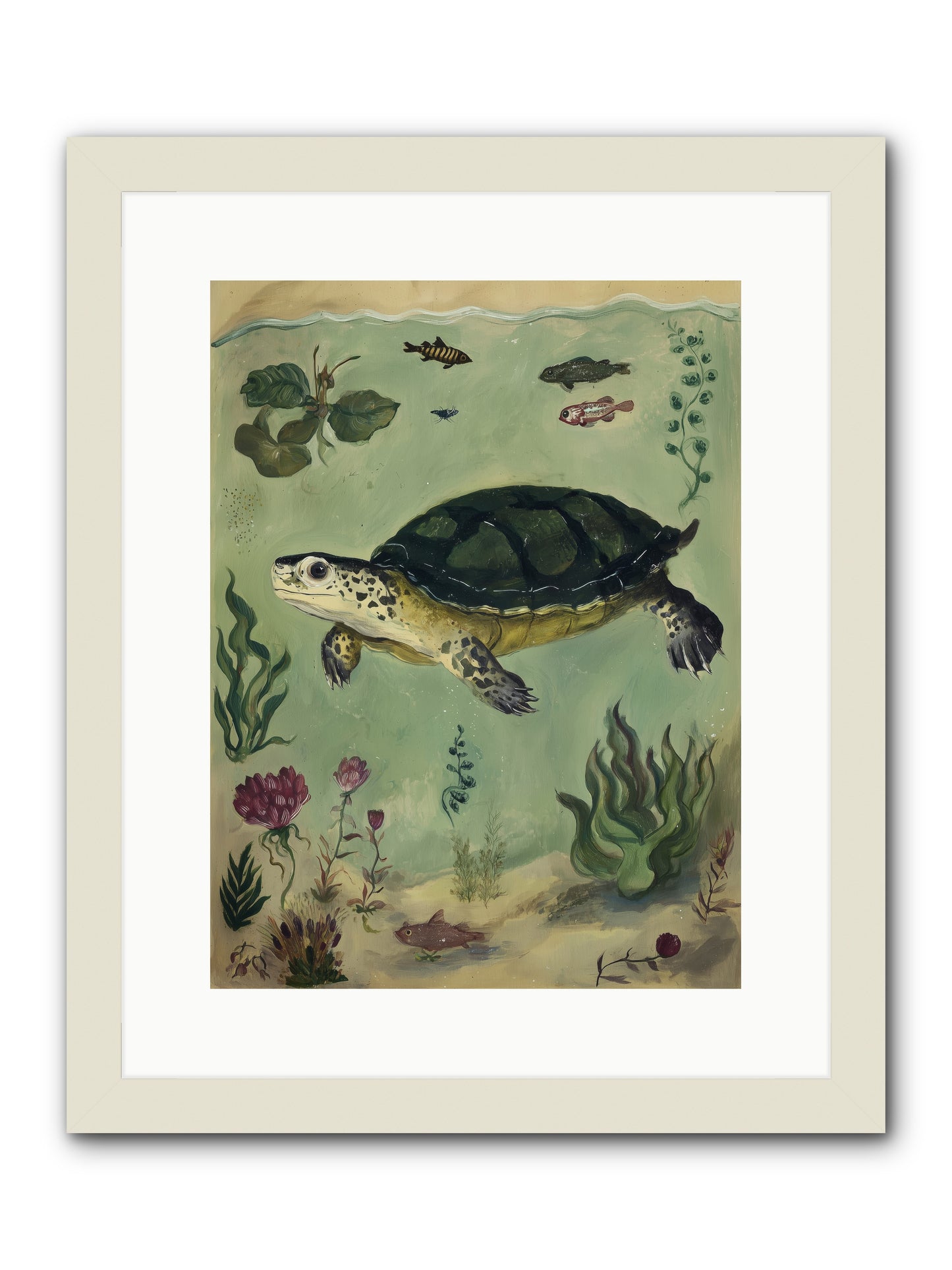 Submerged Symphony -- Framed Print - White 12x16