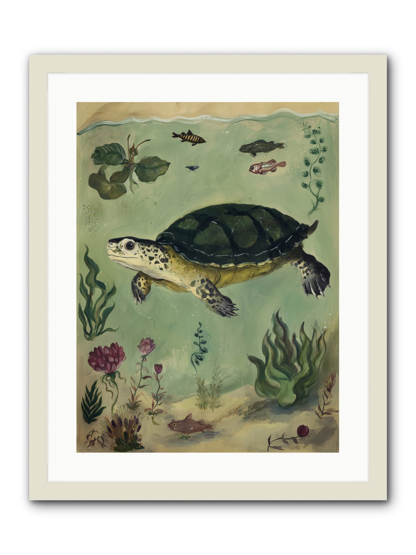 Submerged Symphony -- Framed Print - White 18x24