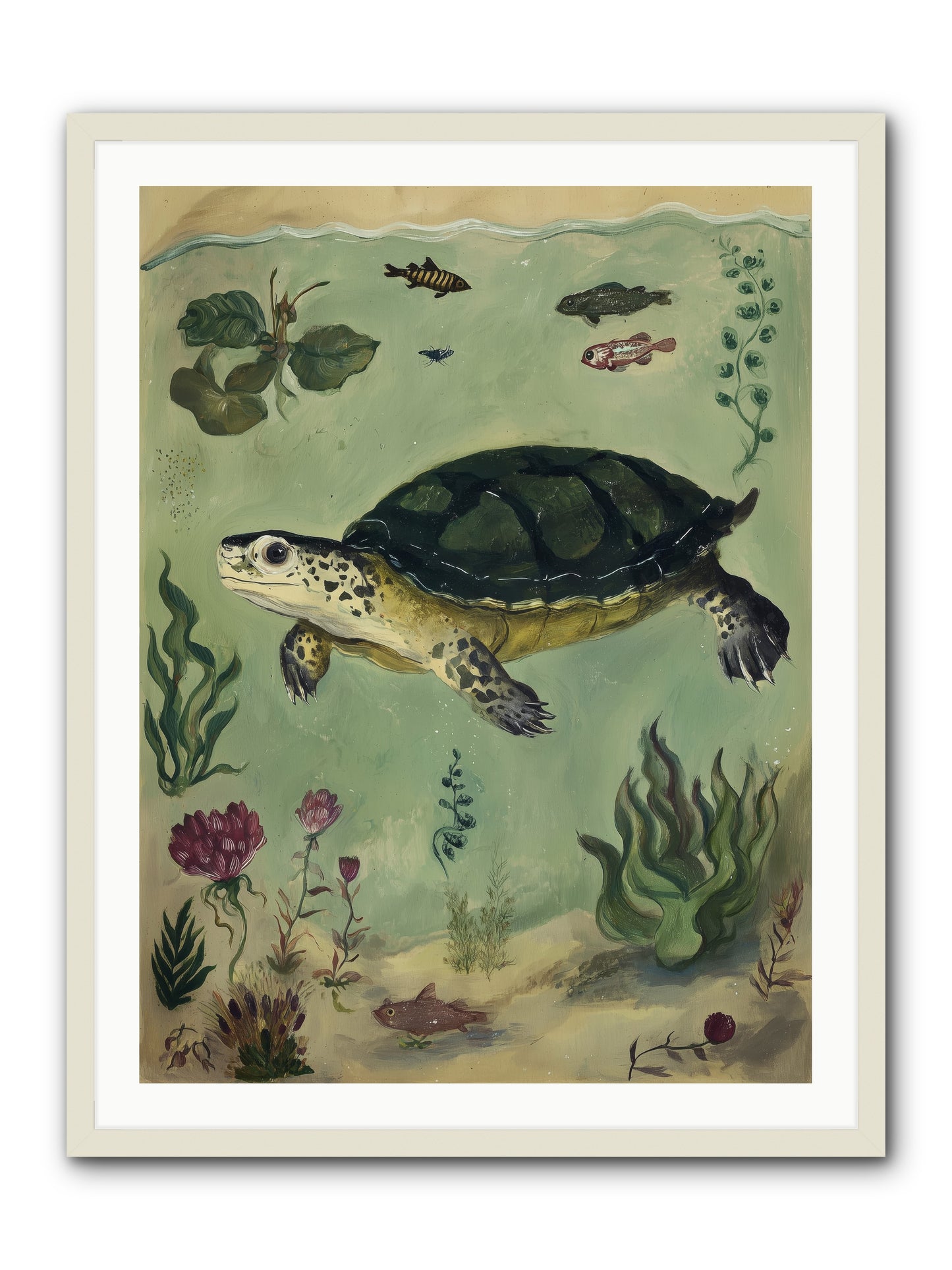 Submerged Symphony -- Framed Print - White 30x40
