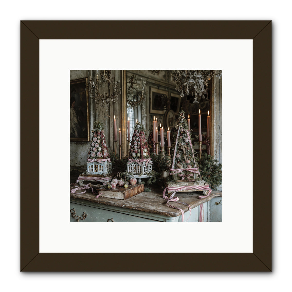Sugarplum Village Square -- Framed Print - Black 10x10