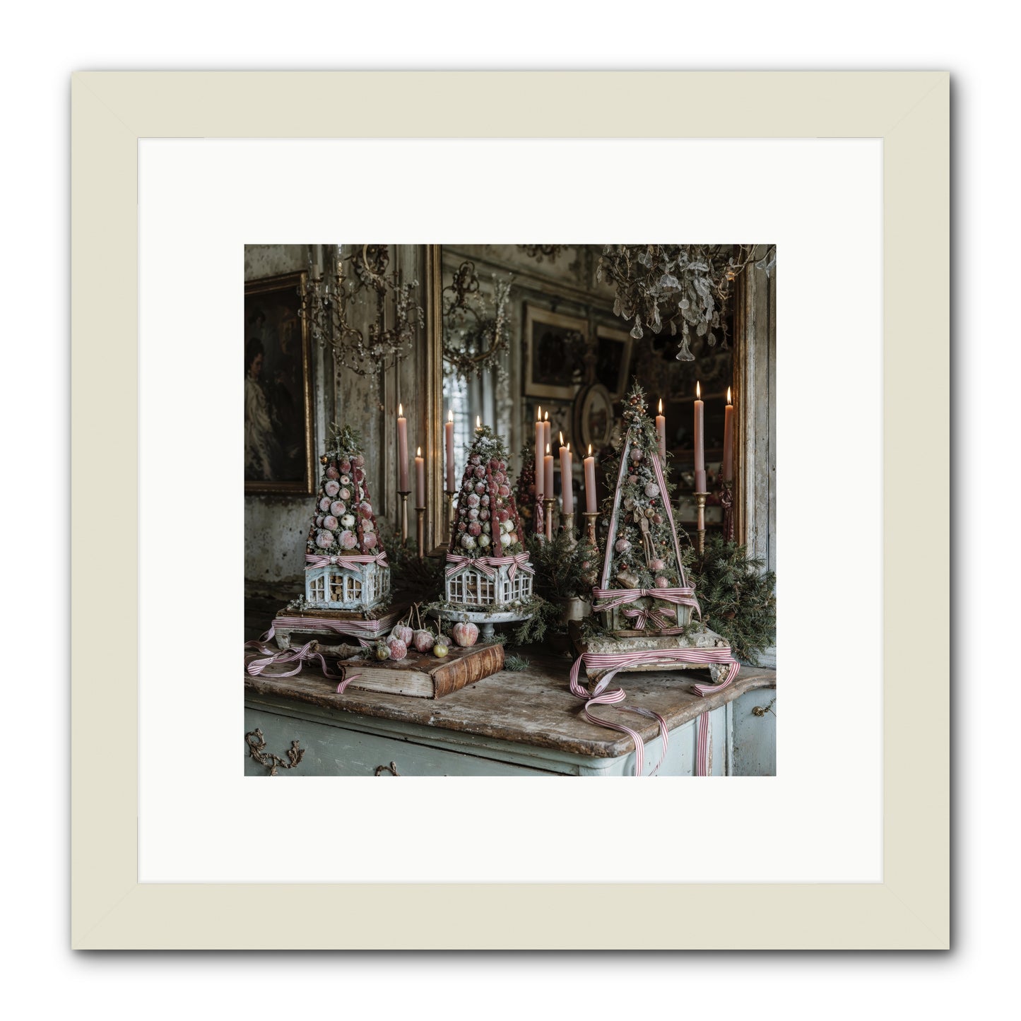 Sugarplum Village Square -- Framed Print - White 10x10
