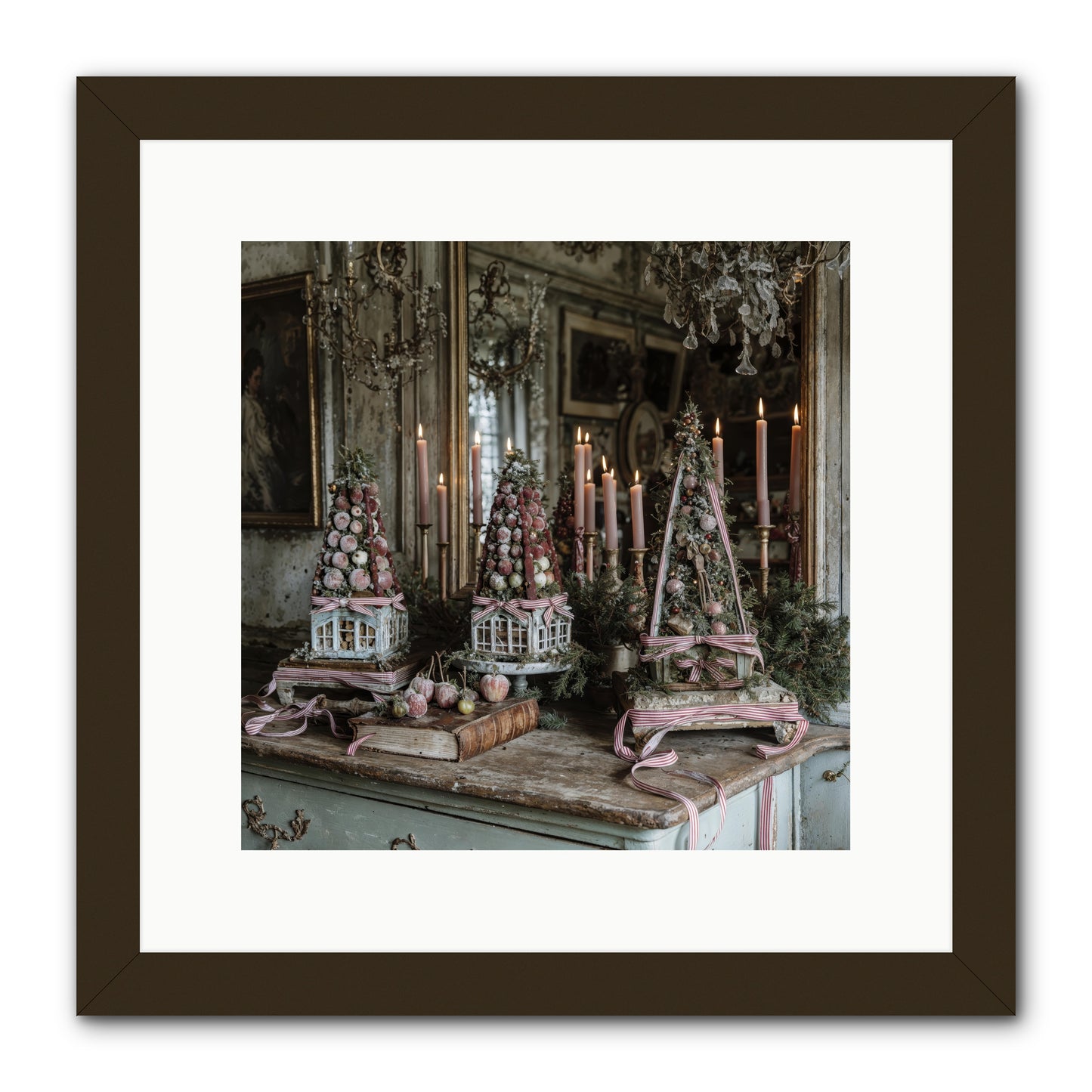 Sugarplum Village Square -- Framed Print - Black 12x12