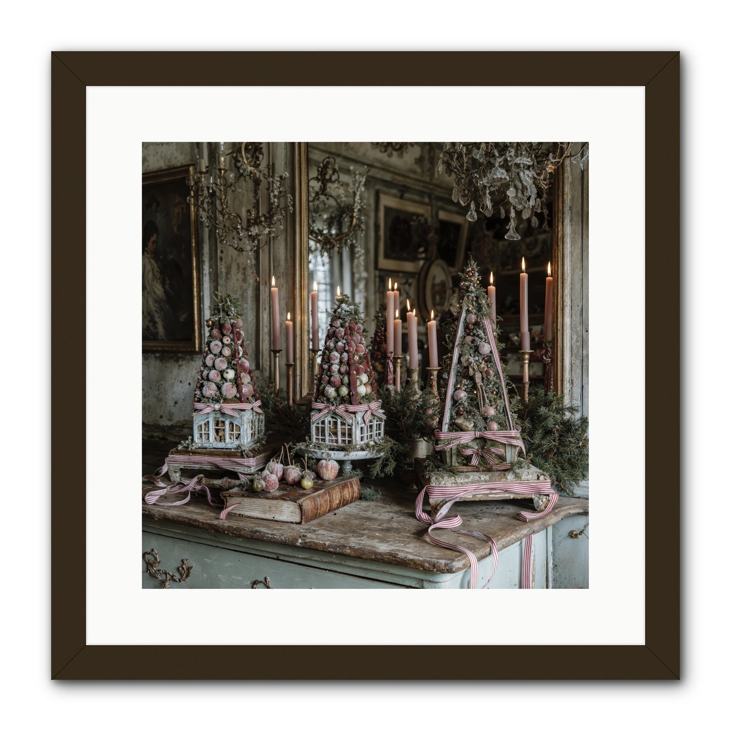 Sugarplum Village Square -- Framed Print - Black 16x16