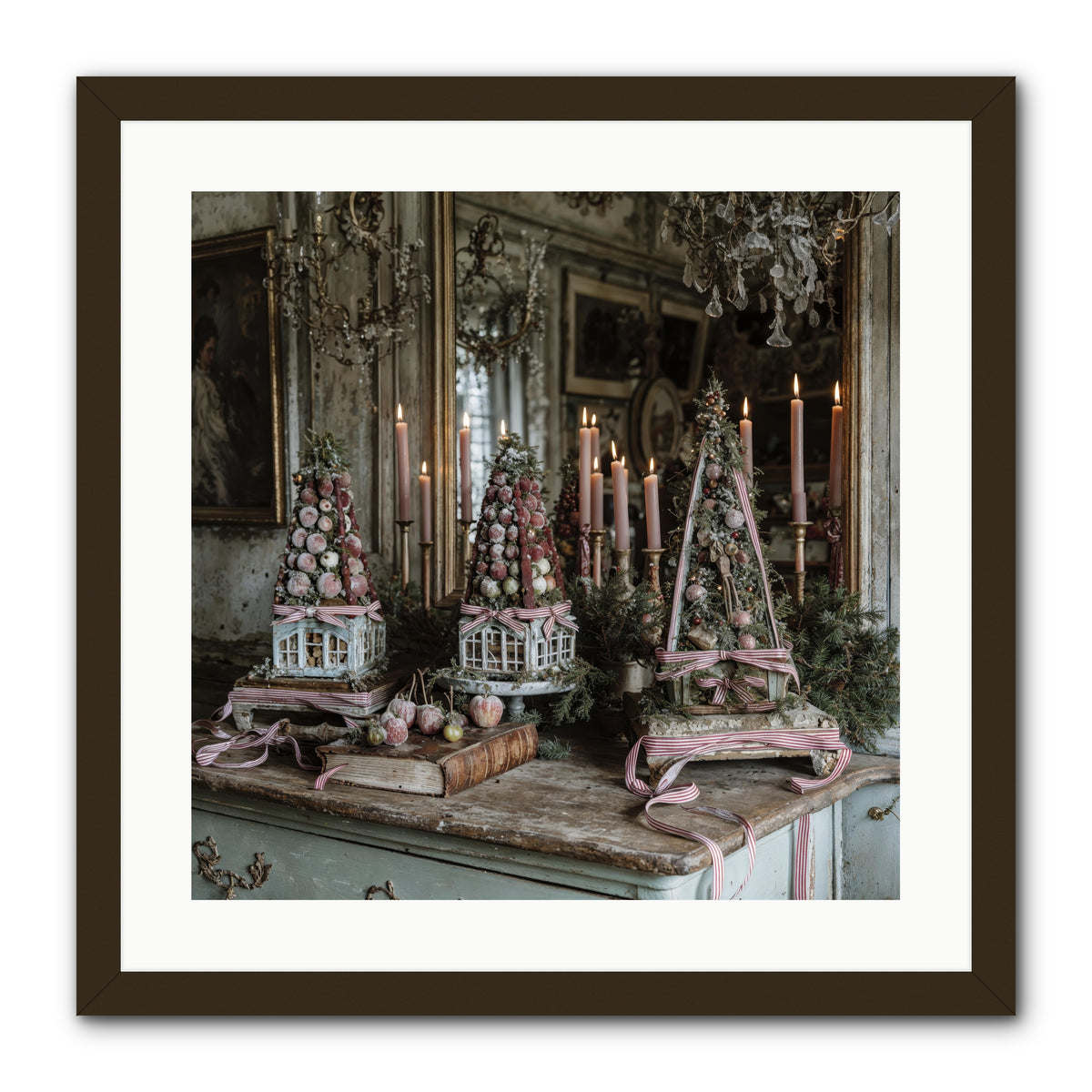 Sugarplum Village Square -- Framed Print - Black 20x20