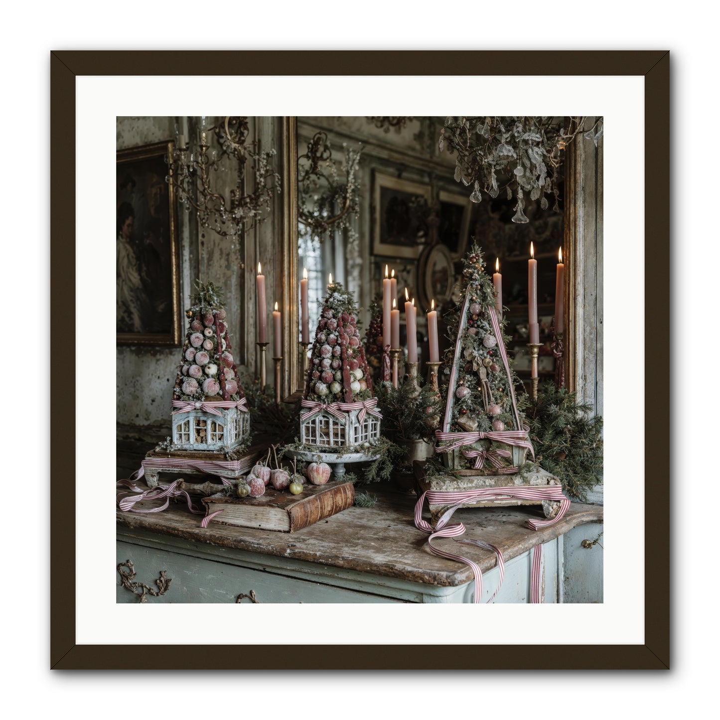 Sugarplum Village Square -- Framed Print - Black 24x24
