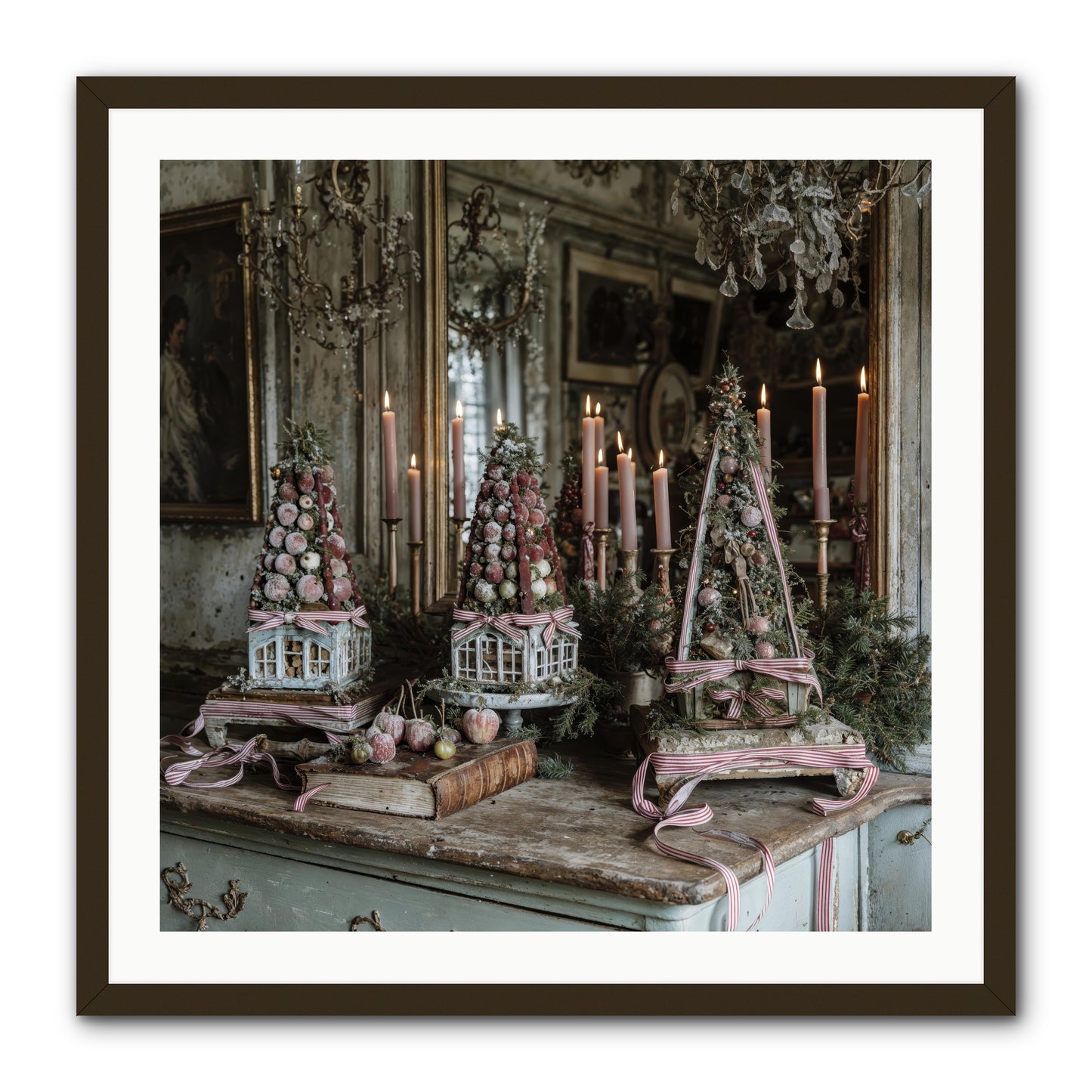 Sugarplum Village Square -- Framed Print - Black 30x30