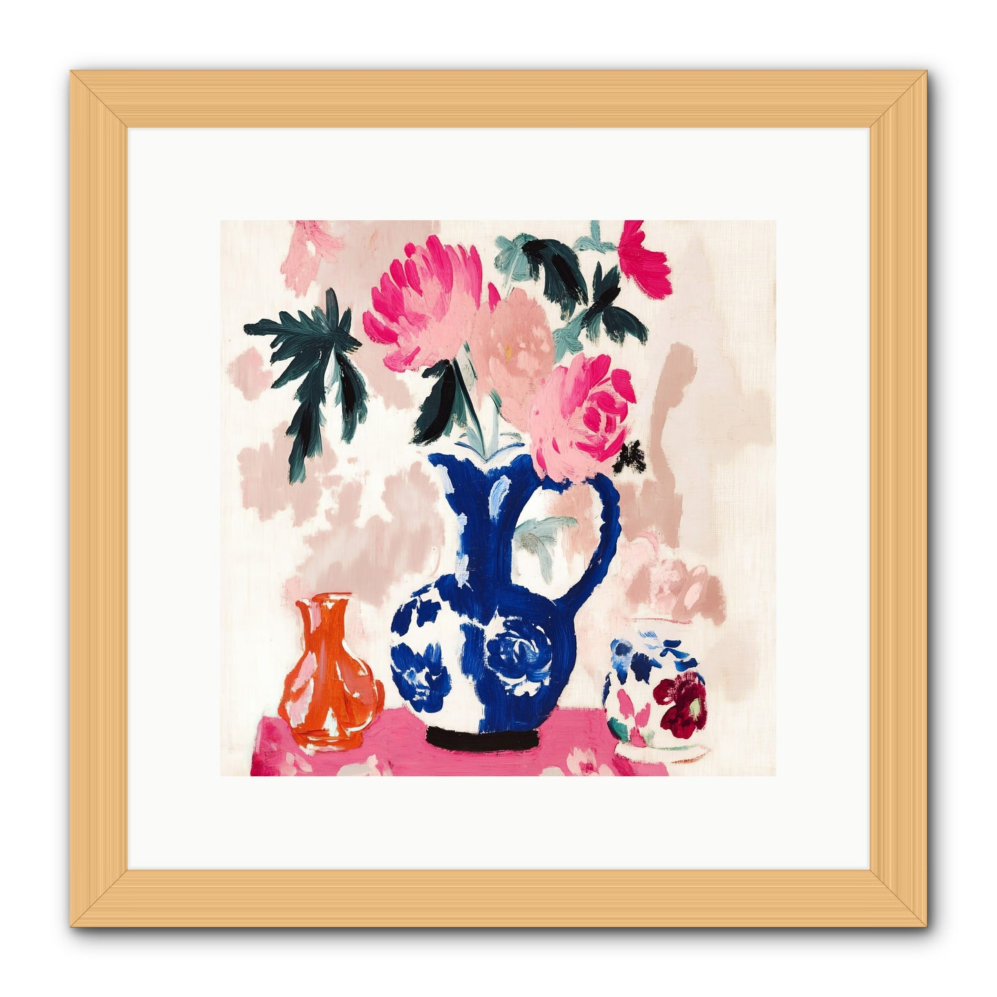 Summer Blooms -- Framed Print - Natural 12x12