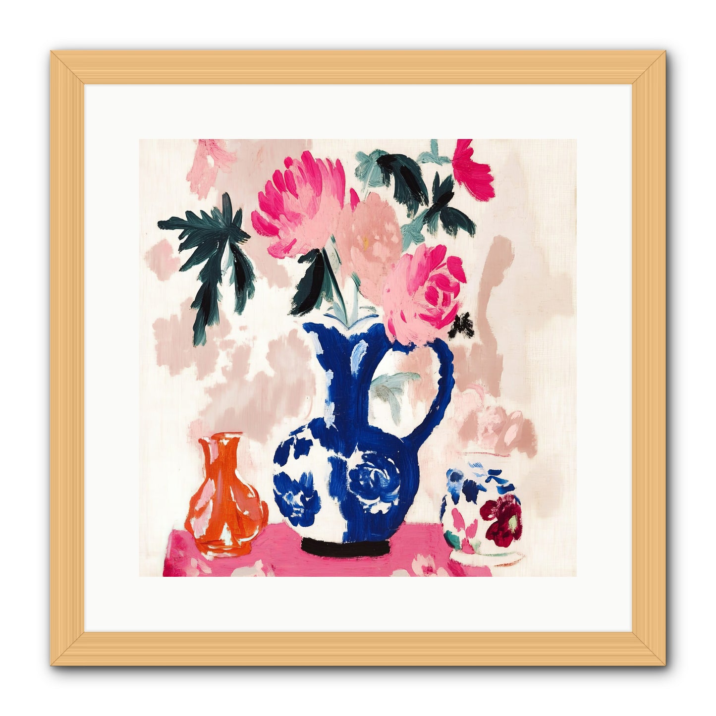 Summer Blooms -- Framed Print - Natural 16x16