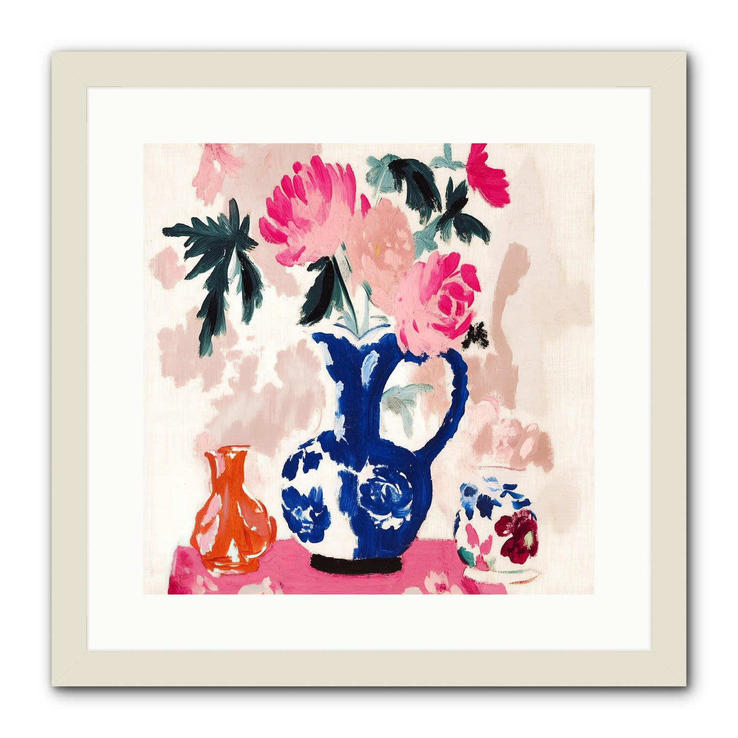 Summer Blooms -- Framed Print - White 16x16