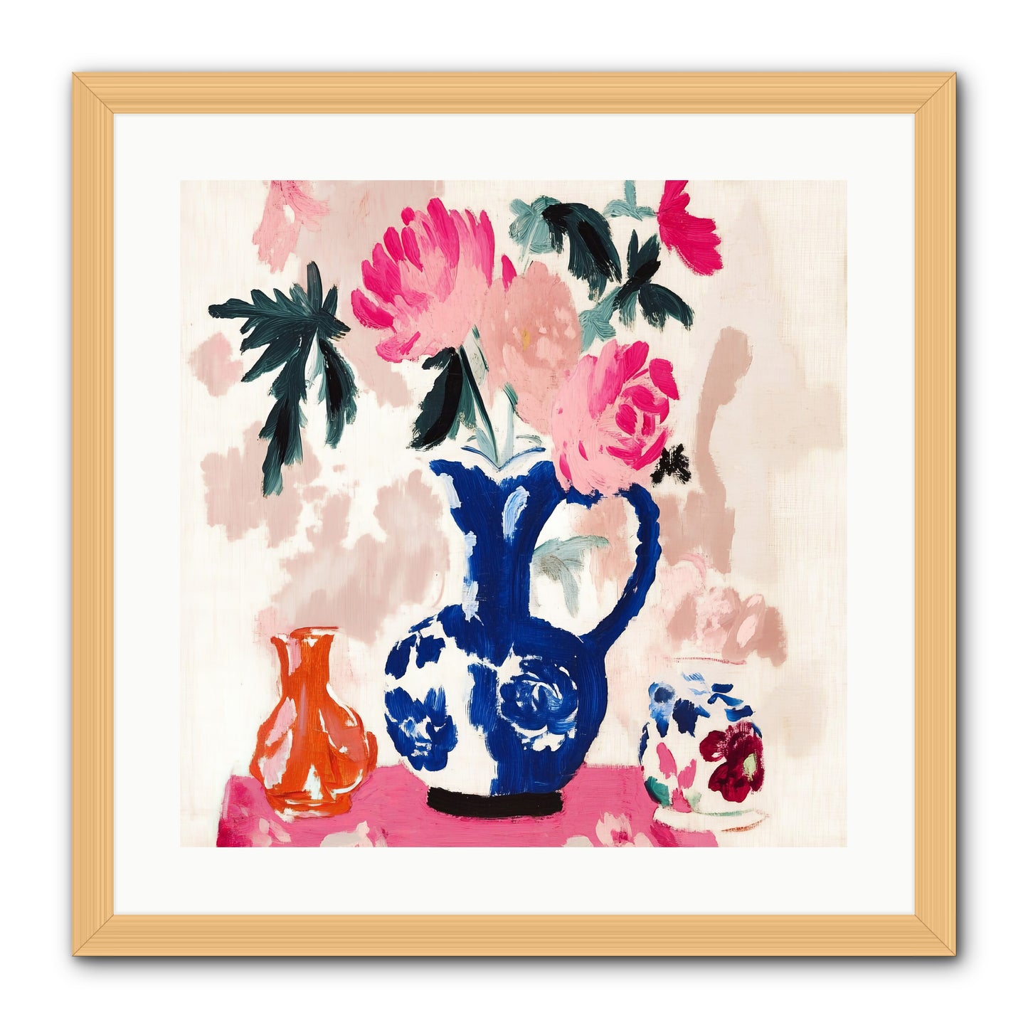 Summer Blooms -- Framed Print - Natural 20x20