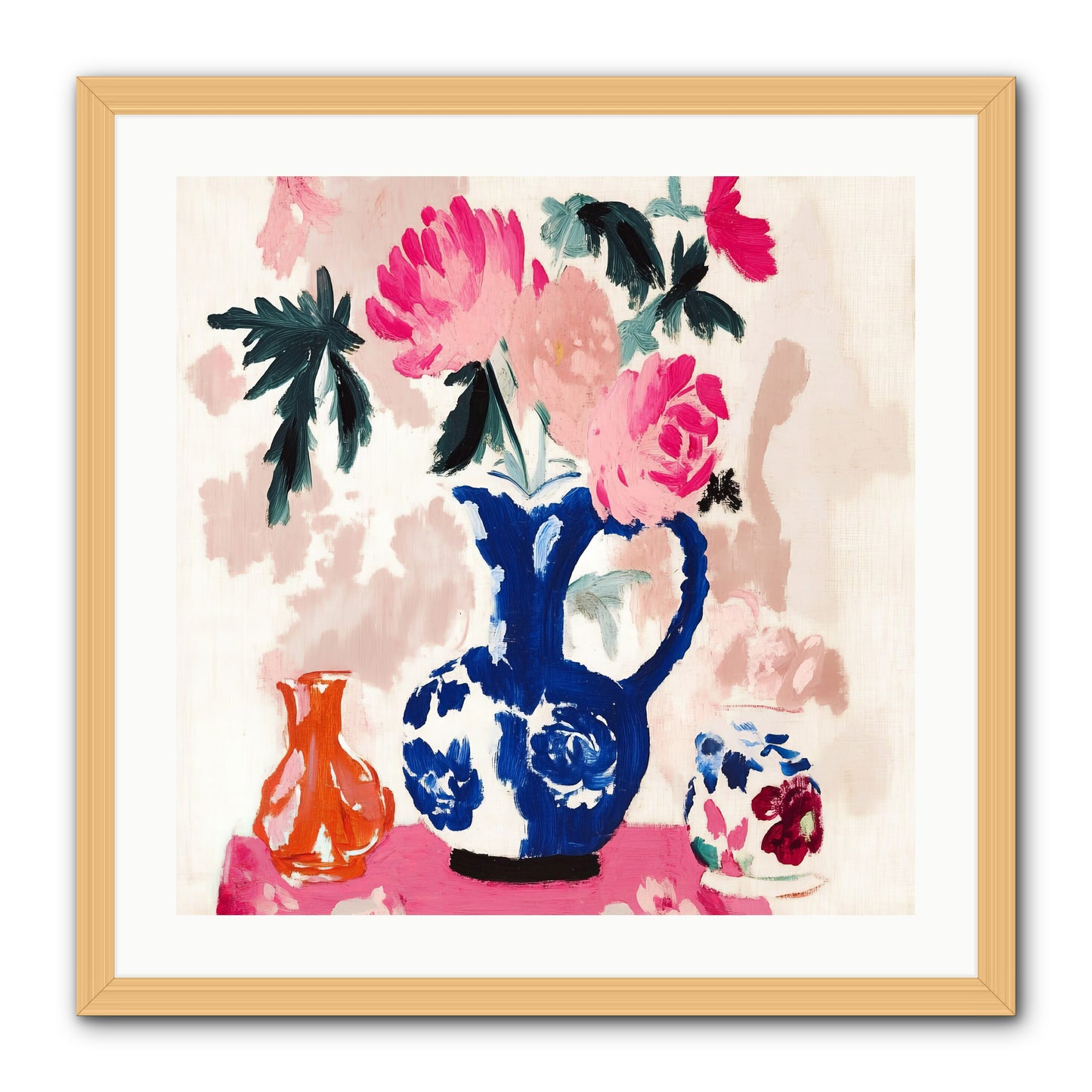 Summer Blooms -- Framed Print - Natural 24x24