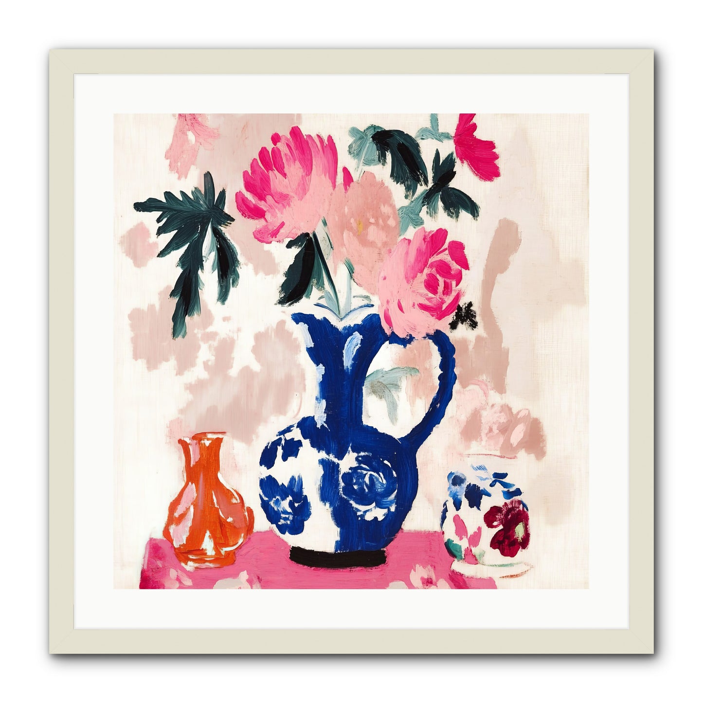 Summer Blooms -- Framed Print - White 24x24