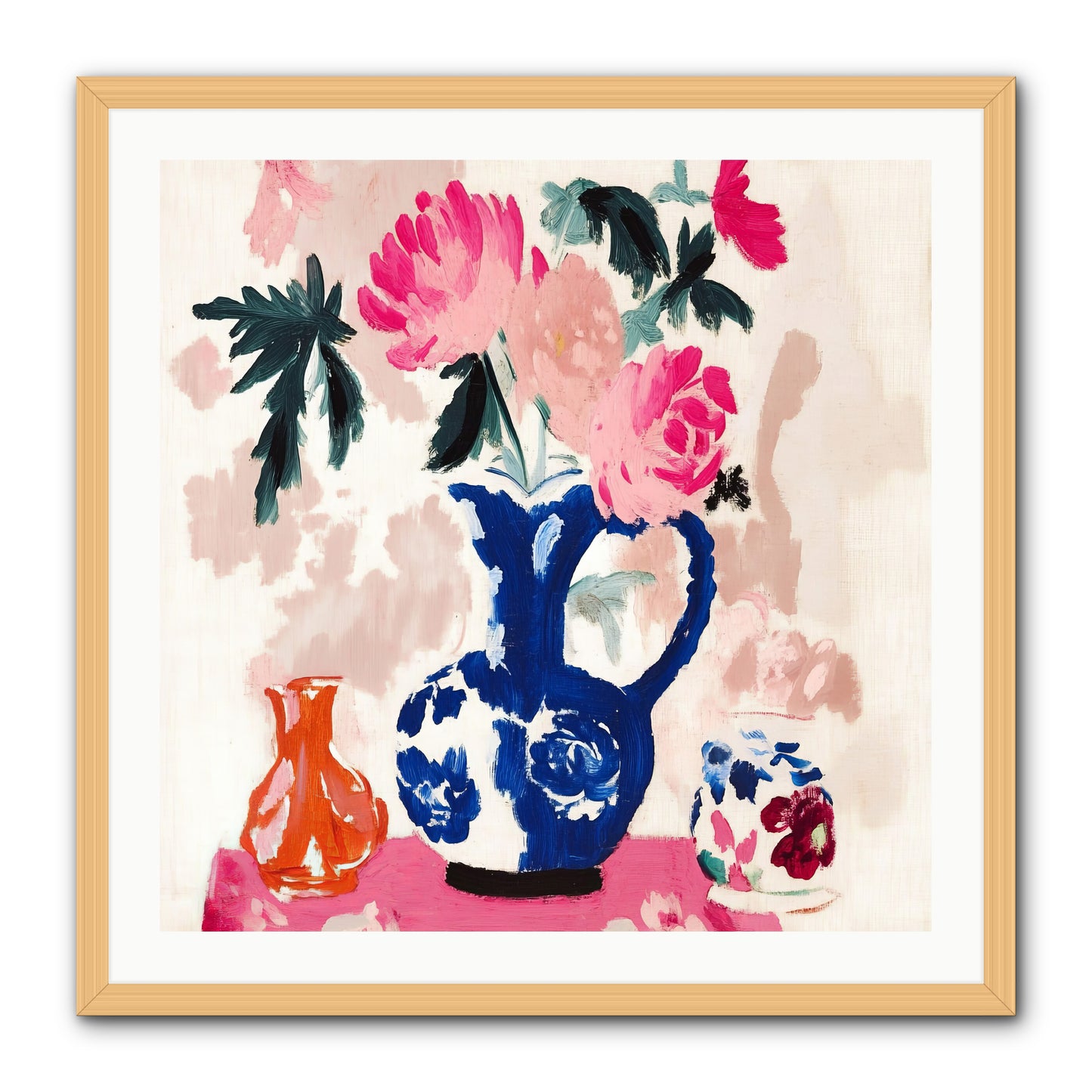 Summer Blooms -- Framed Print - Natural 30x30