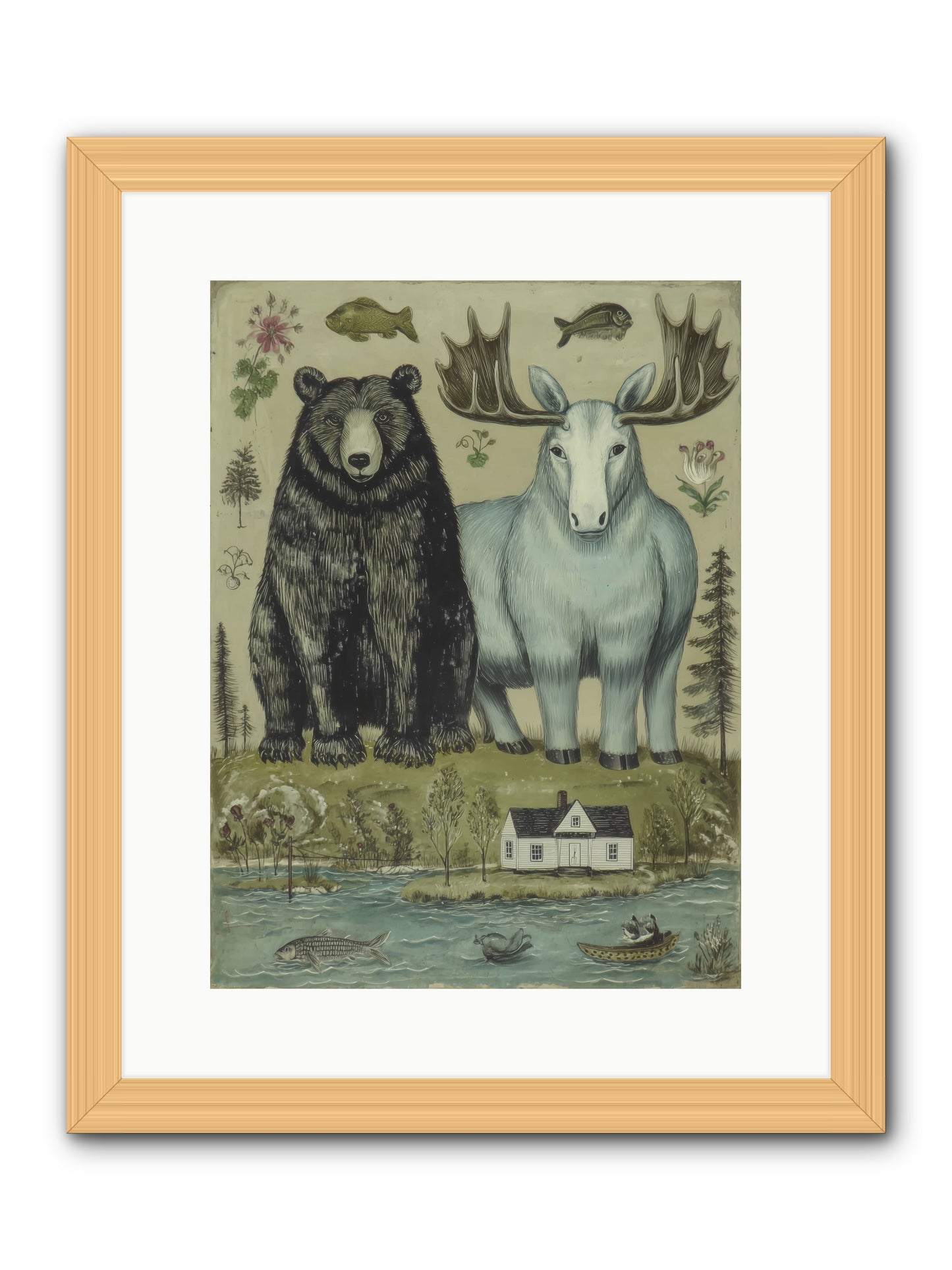 Summer Guests -- Framed Print - Natural 12x16